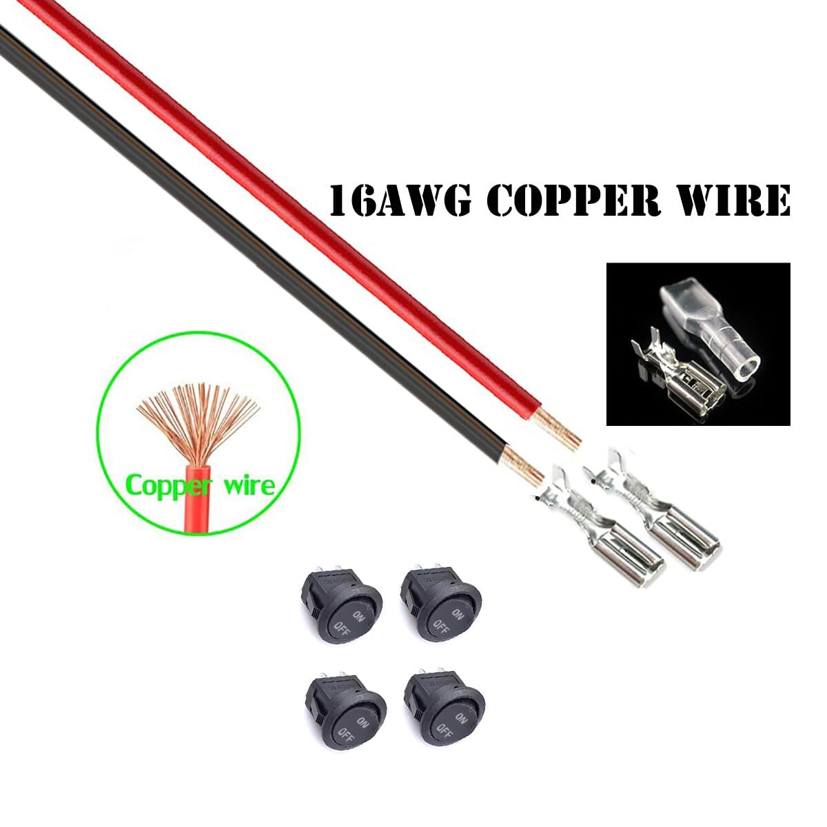 AC DC Round Rocker SwitchON Off Round Rocker SwitchesAC 6A/250V 10A/125V SPST...