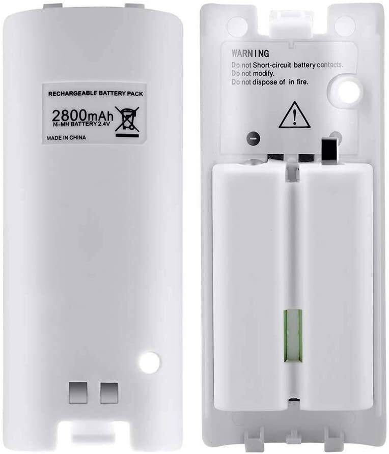 4 Pack 2800mAh Rechargeable Batteries for Wii/Wii U Remote Controller (White)