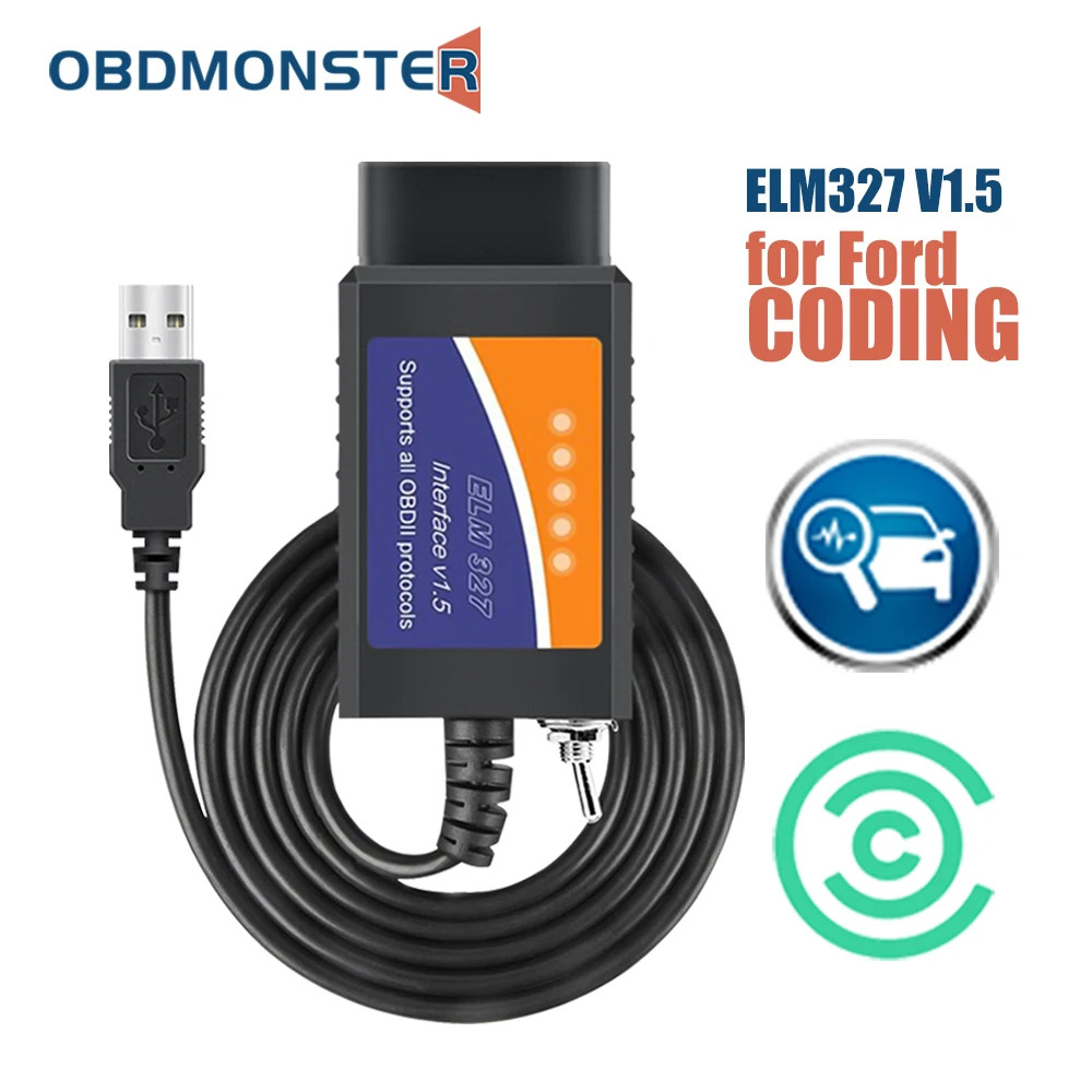 Fits for Ford Mazda  OBD2 USB Interface Cable Diagnostic Tool  with Switch