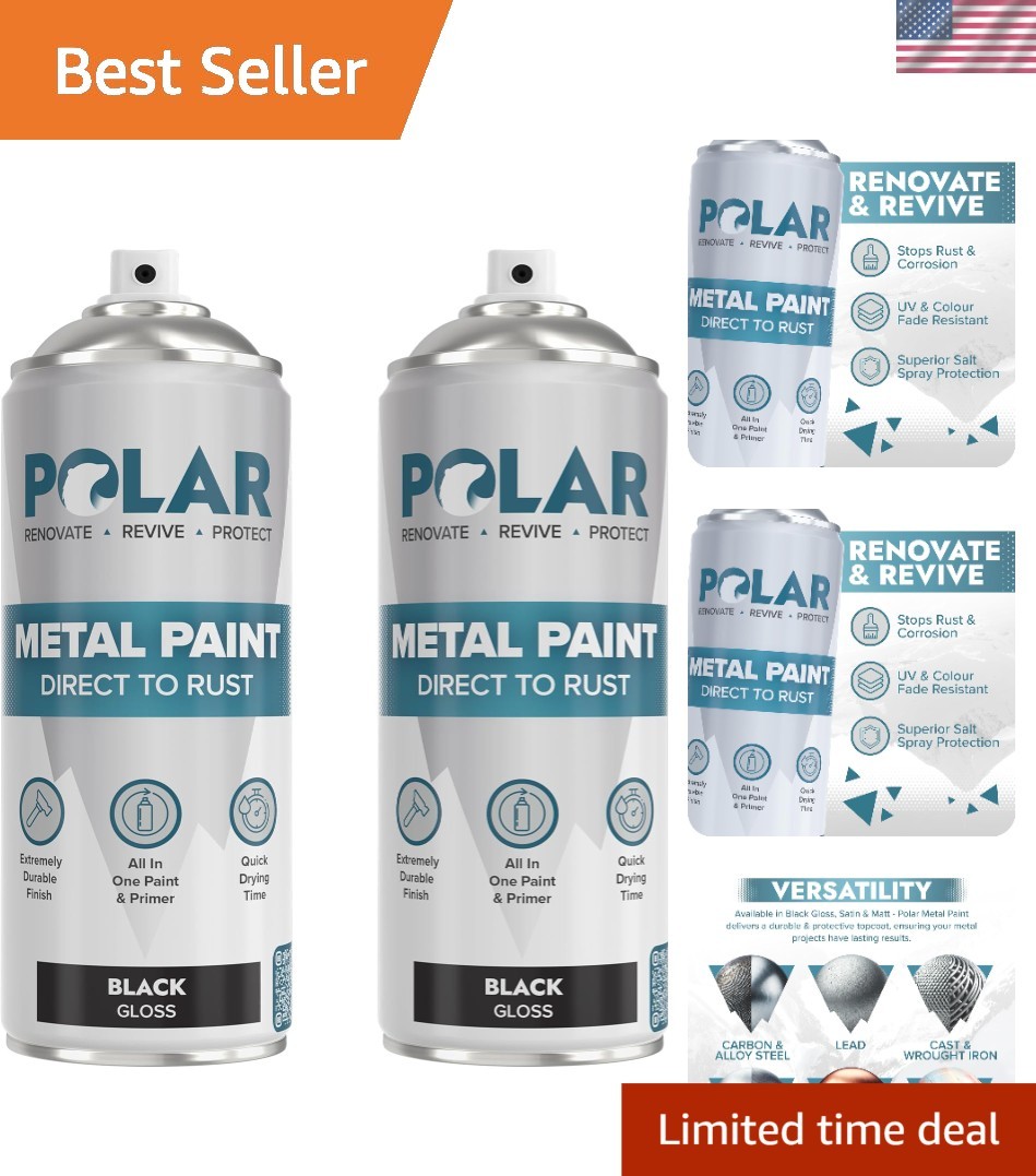 Multi-Surface Gloss Black Spray Paint - Rust & Corrosion Protection 2x13.5 Fl Oz