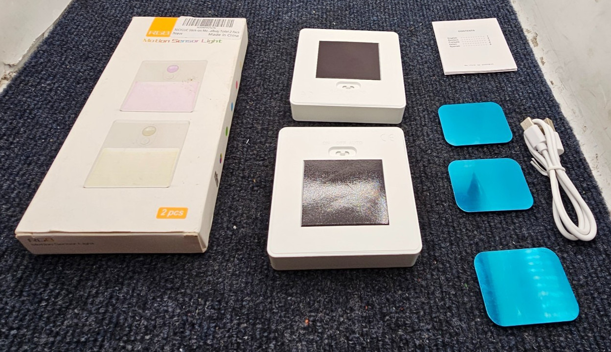 (QTY 2) NICKLUC Sensor Night Light: Stick-On Rechargeable Motion Sensor Light