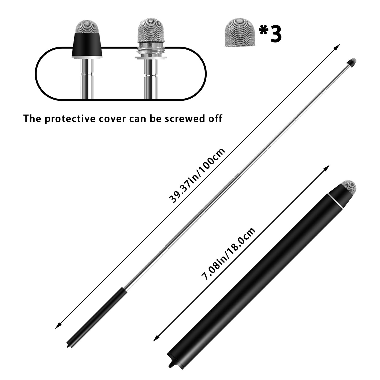 Telescopic Stylus Pen Extendable High Precision Soft for Touch Screens - Ideal