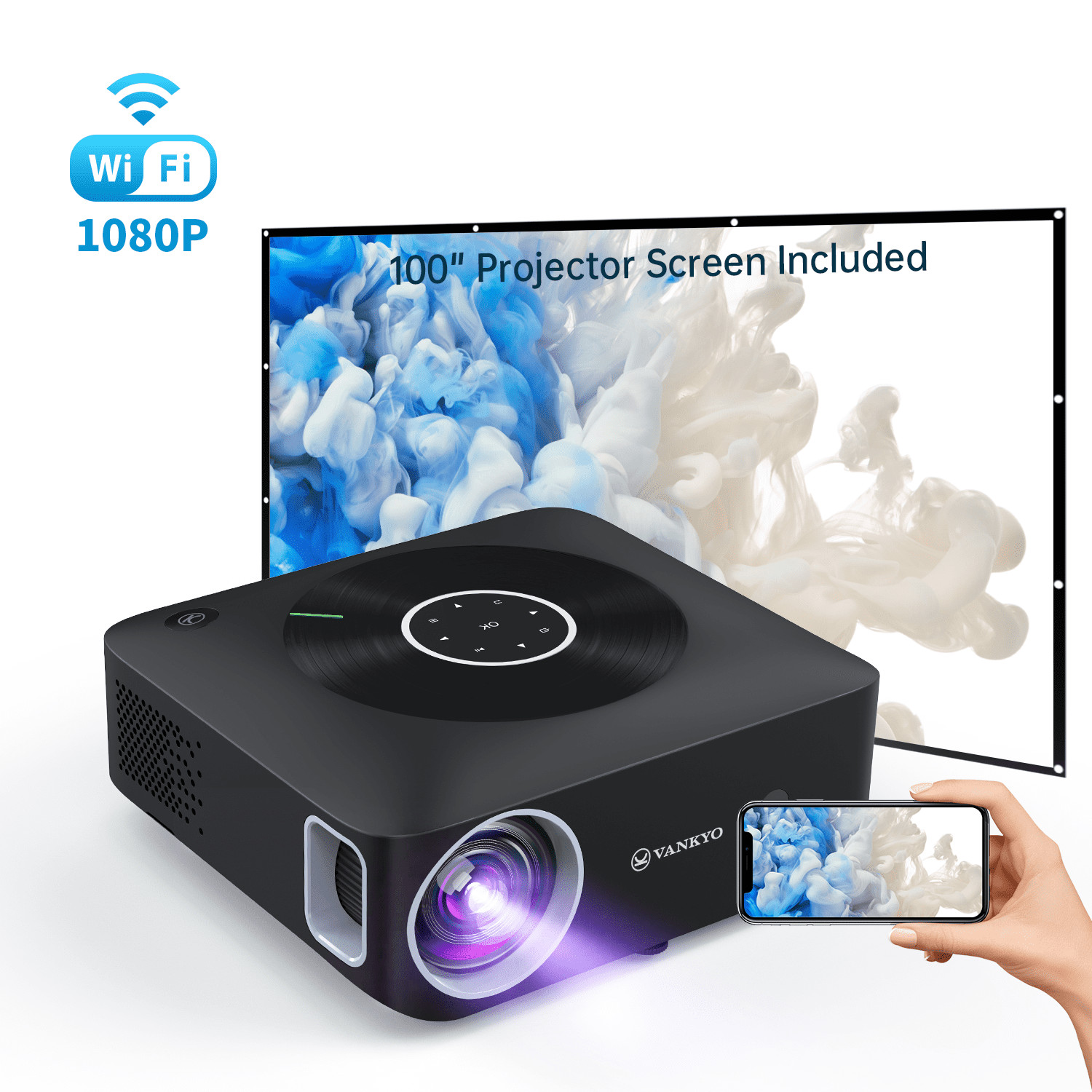 VANKYO Portable 4K Projector 1080P 2.4G/5G WiFi Video Home Movie Theater Cinema