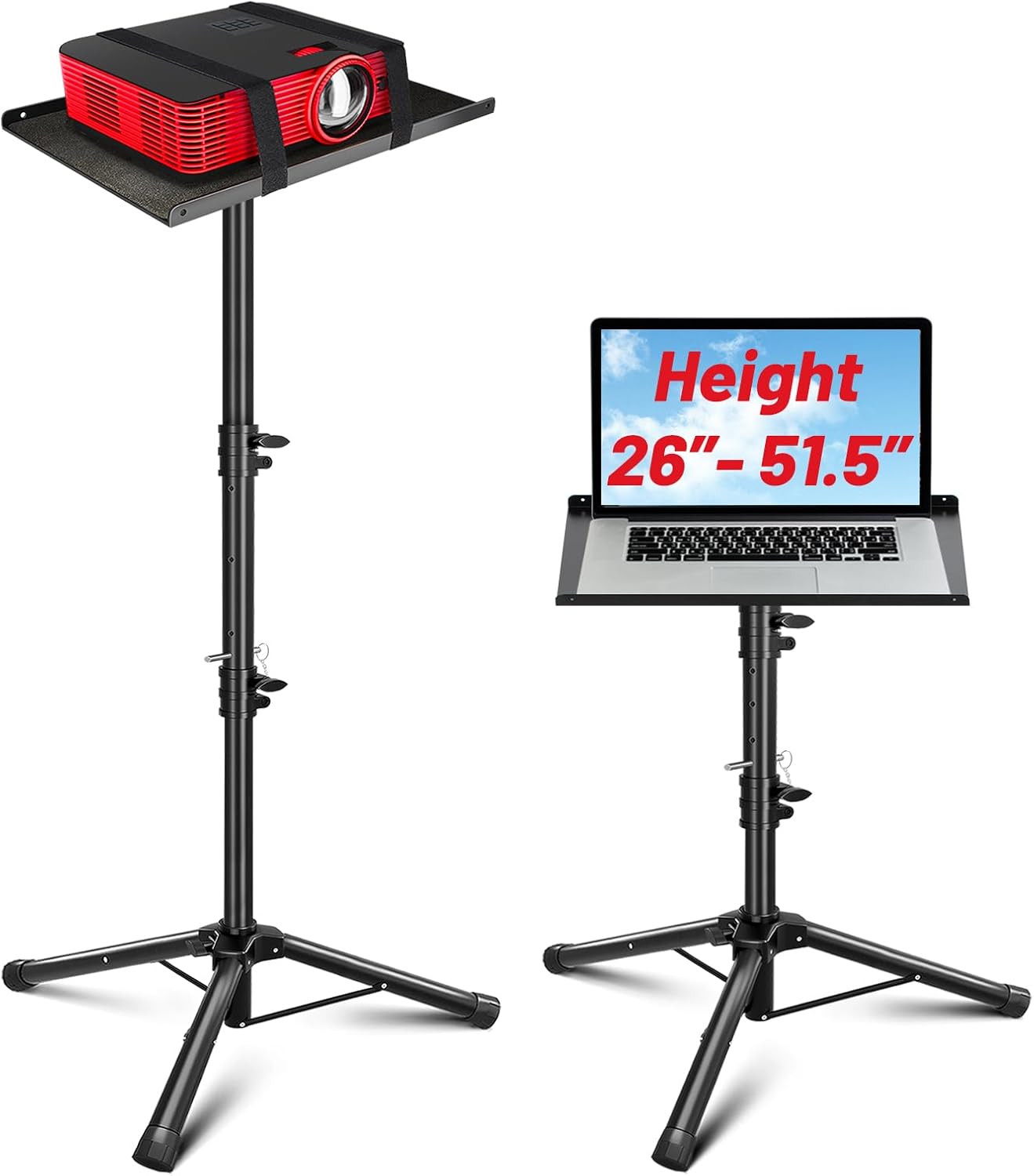 Projector Stand Tripod Adjustable - Stable for Tablets Phones Book Height 26" to