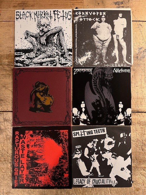 BULK LOT - 7" x 6 Vinyl Record 45s - Punk Crust Metal Doom Black Market Fetus #1