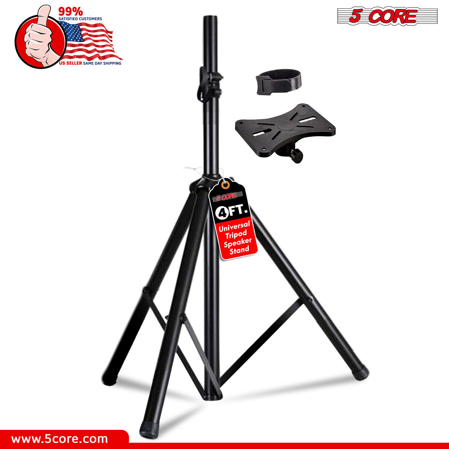 5Core Speaker Stand Tripod Floor Short Adjustable DJ Studio Monitor Stands