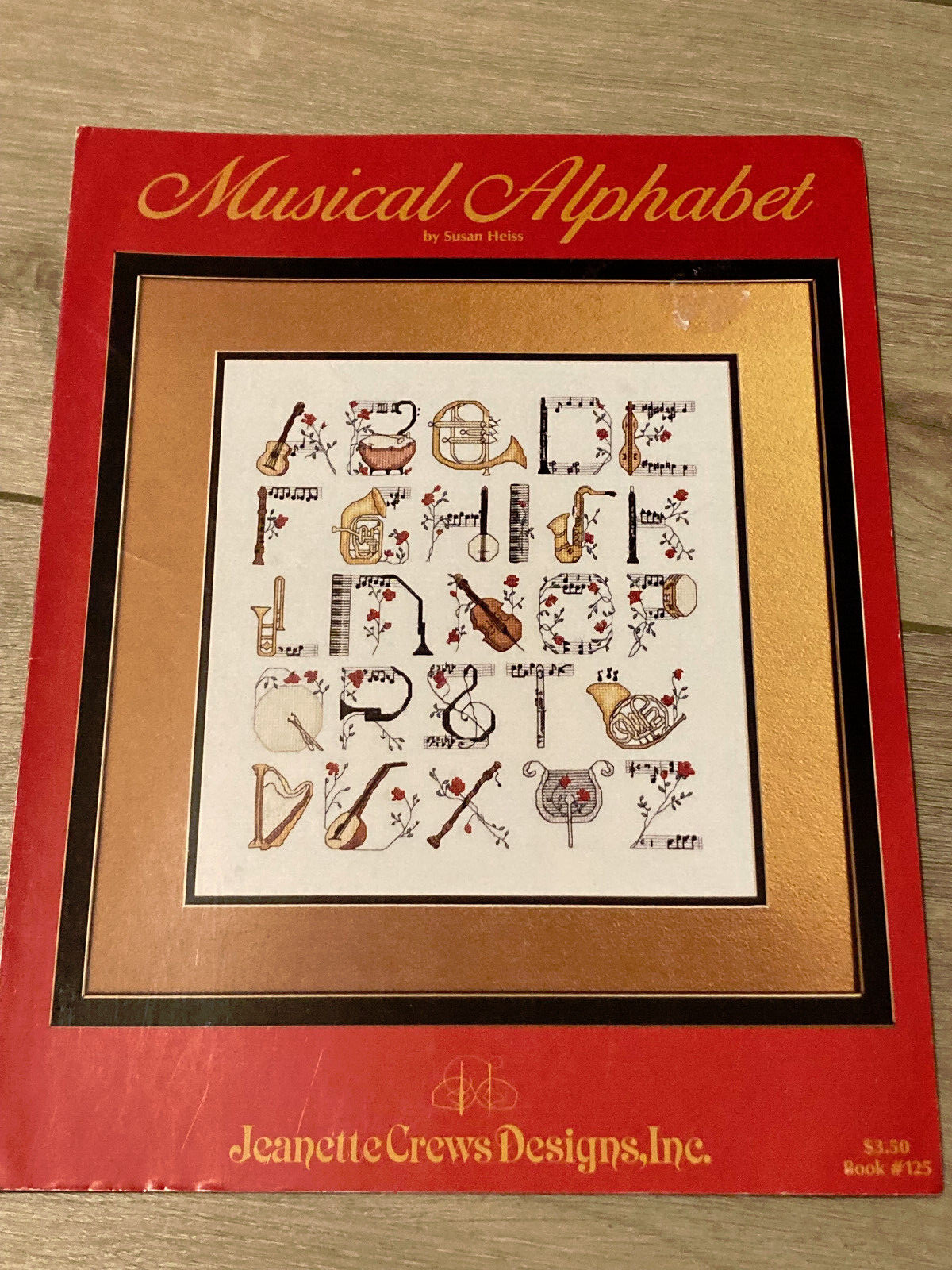 RARE Jeanette Crews MUSICAL ALPAHBET CROSS STITCH LEAFLET