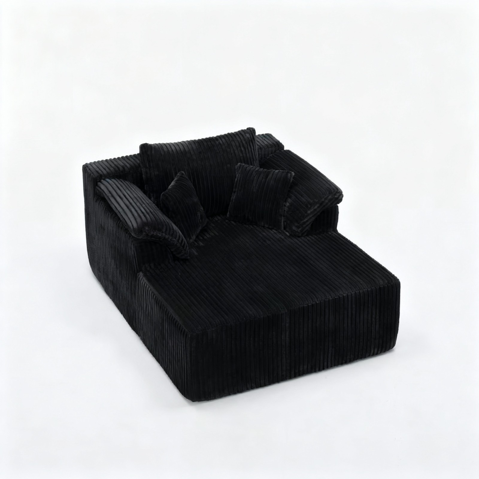 60-inch indoor oversized corduroy lounge chair, no assembly required (black)