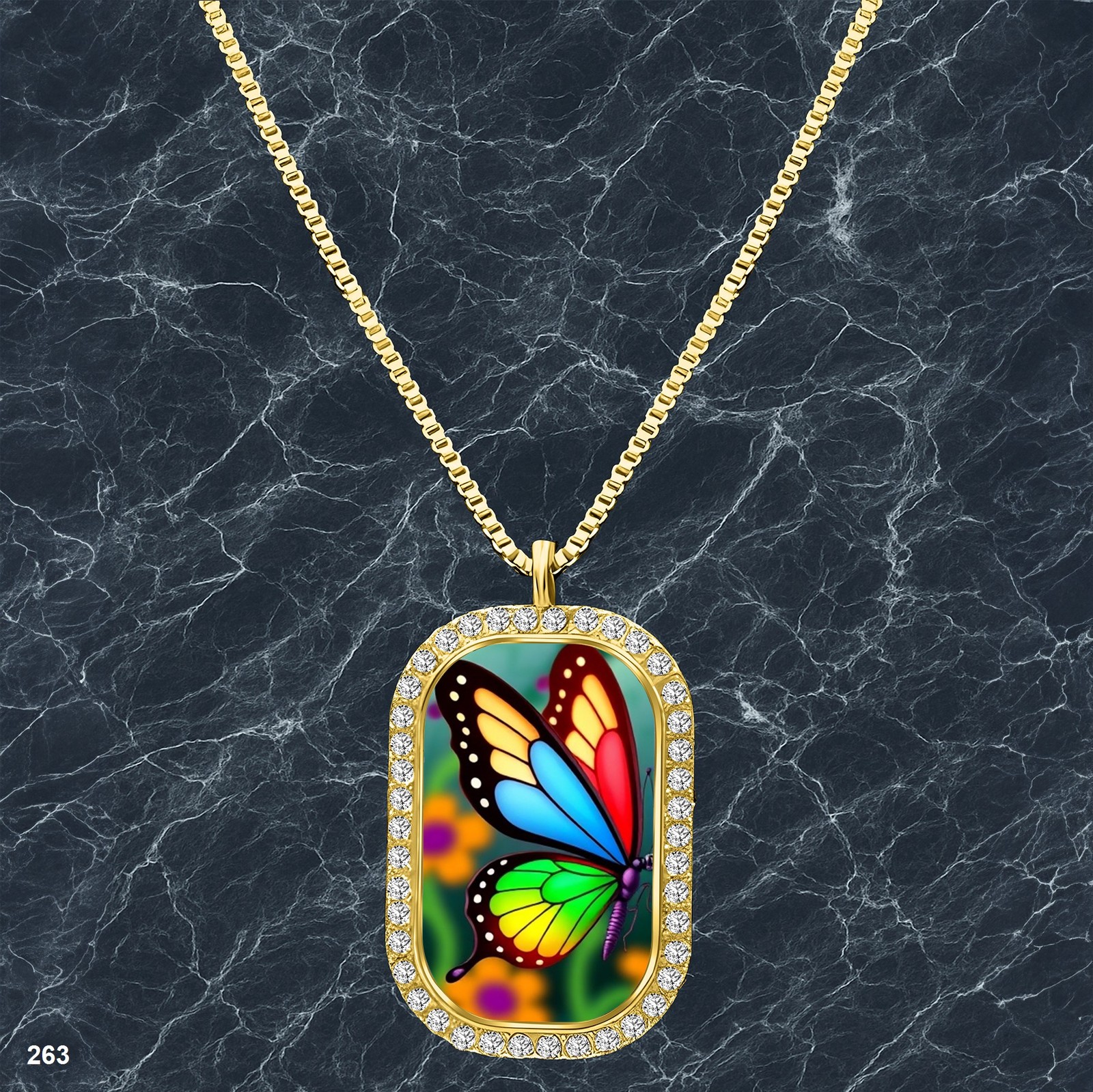 New Colorful Butterfly Pendant Necklace Image Design Modern Gold Tone Rare