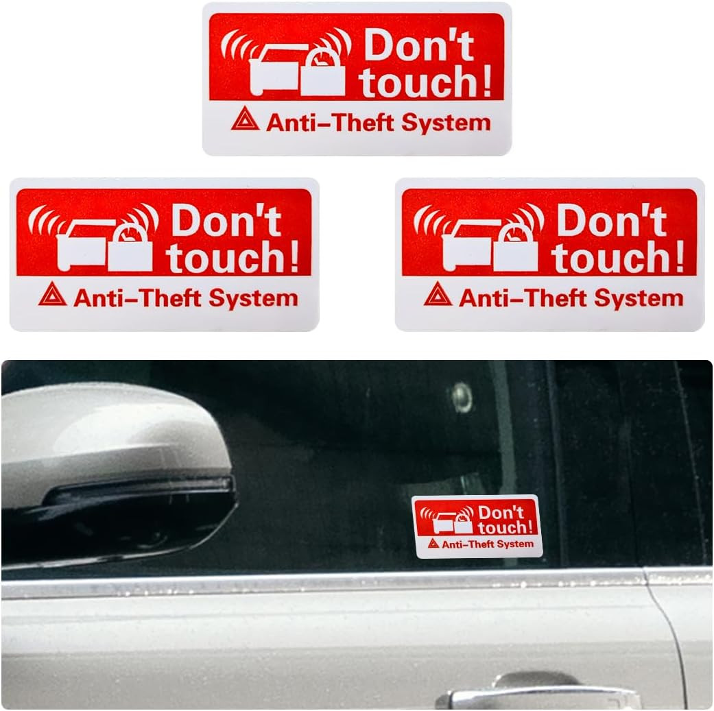 3 PCS Warning GPS Tracking Alarm Car Stickers, 1.6" × 3.2" Waterproof Vinyl Anti