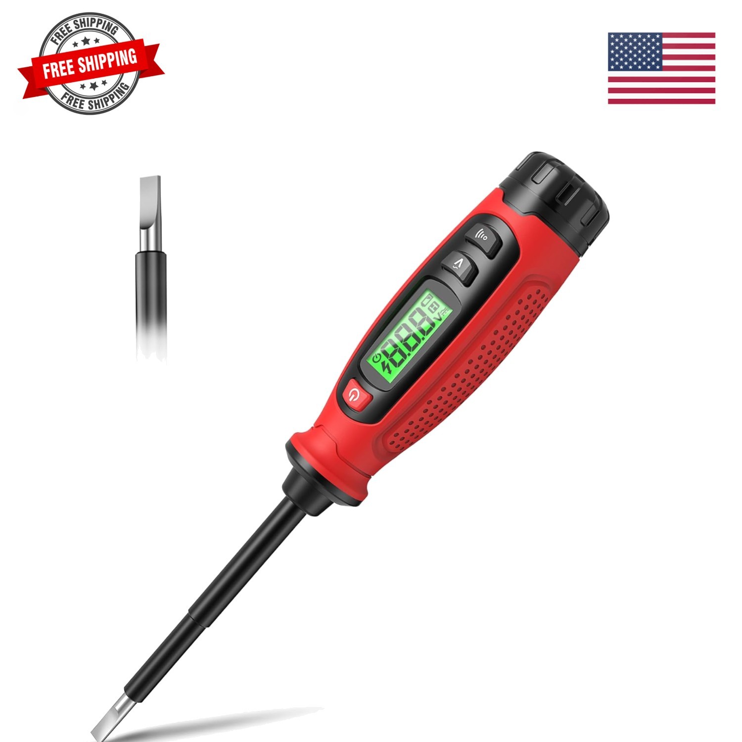 2-in-1 Voltage Tester Screwdriver, 3–500V AC Contact Voltage Measurement & No...
