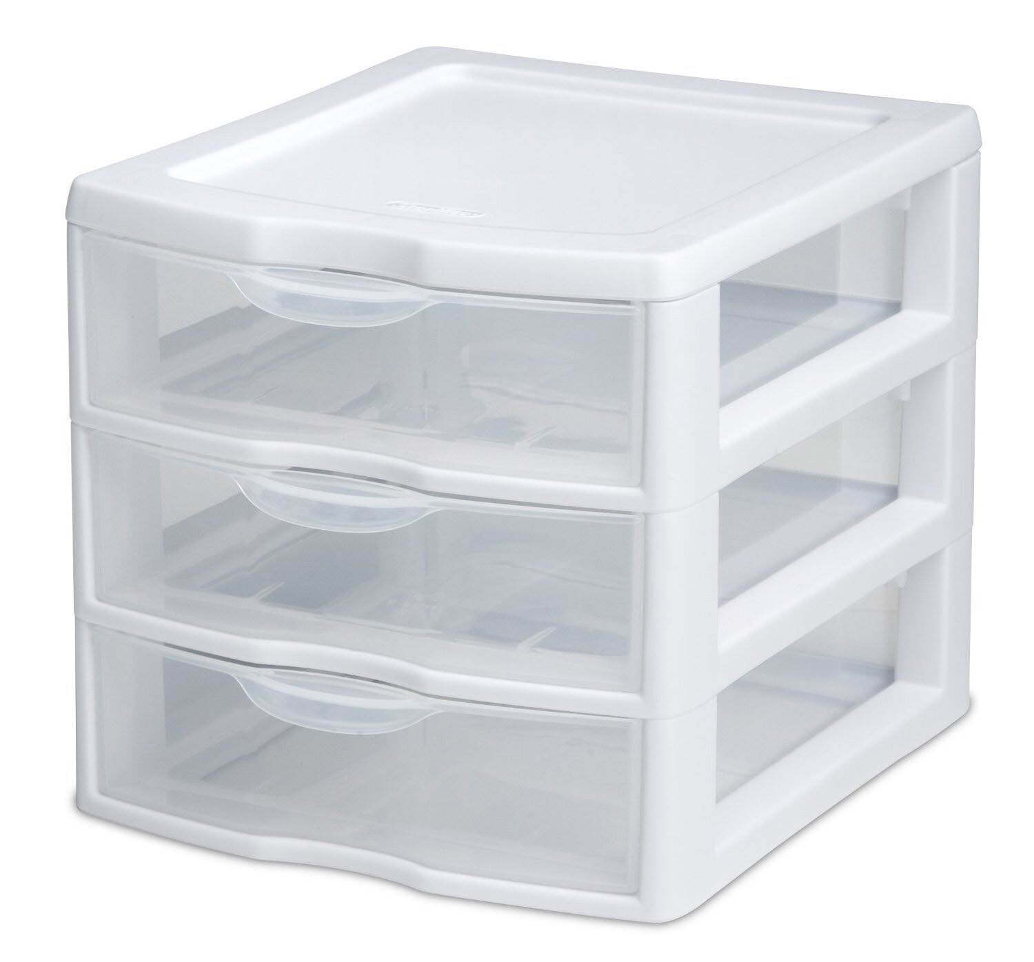 Sterilite Small 3 Drawer Desktop Unit, Plastic, White