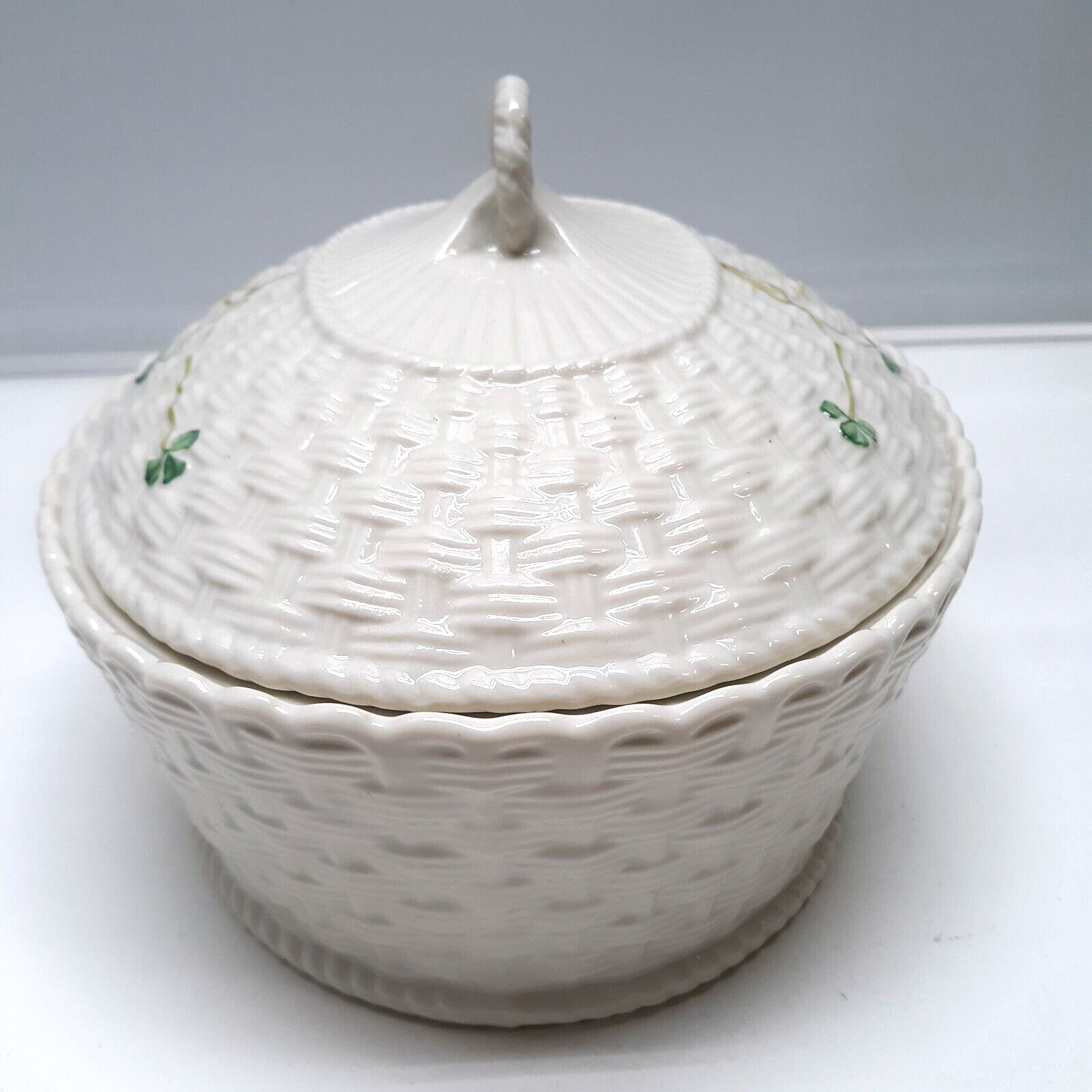 Belleek Shamrock Oval Covered Dish, Porcelain