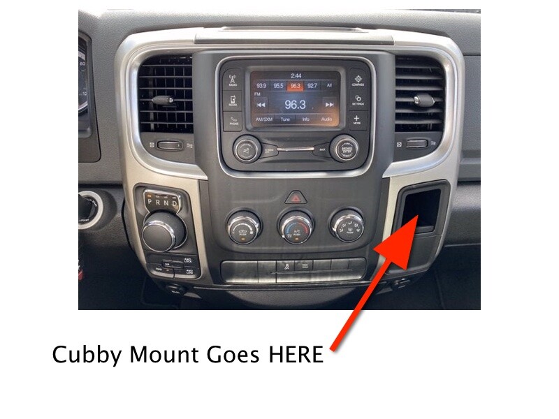 "Cubby" Dash Mount Base w/two 1" Balls, for Dodge & RAM Trucks