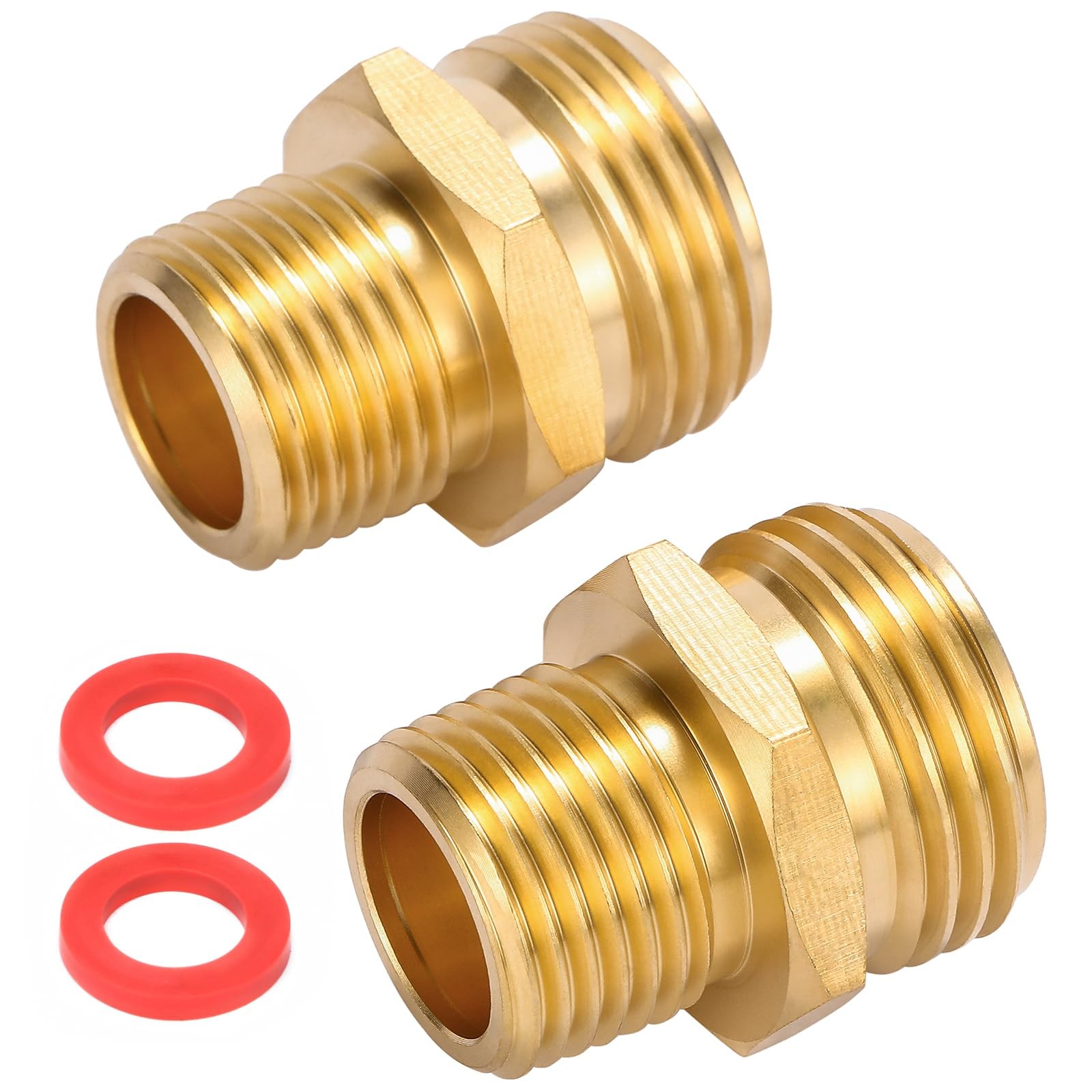 Sanpaint 2 Pack 3/4" GHT to 1/2" NPT Male Connector, Brass Garden Hose Fitting,