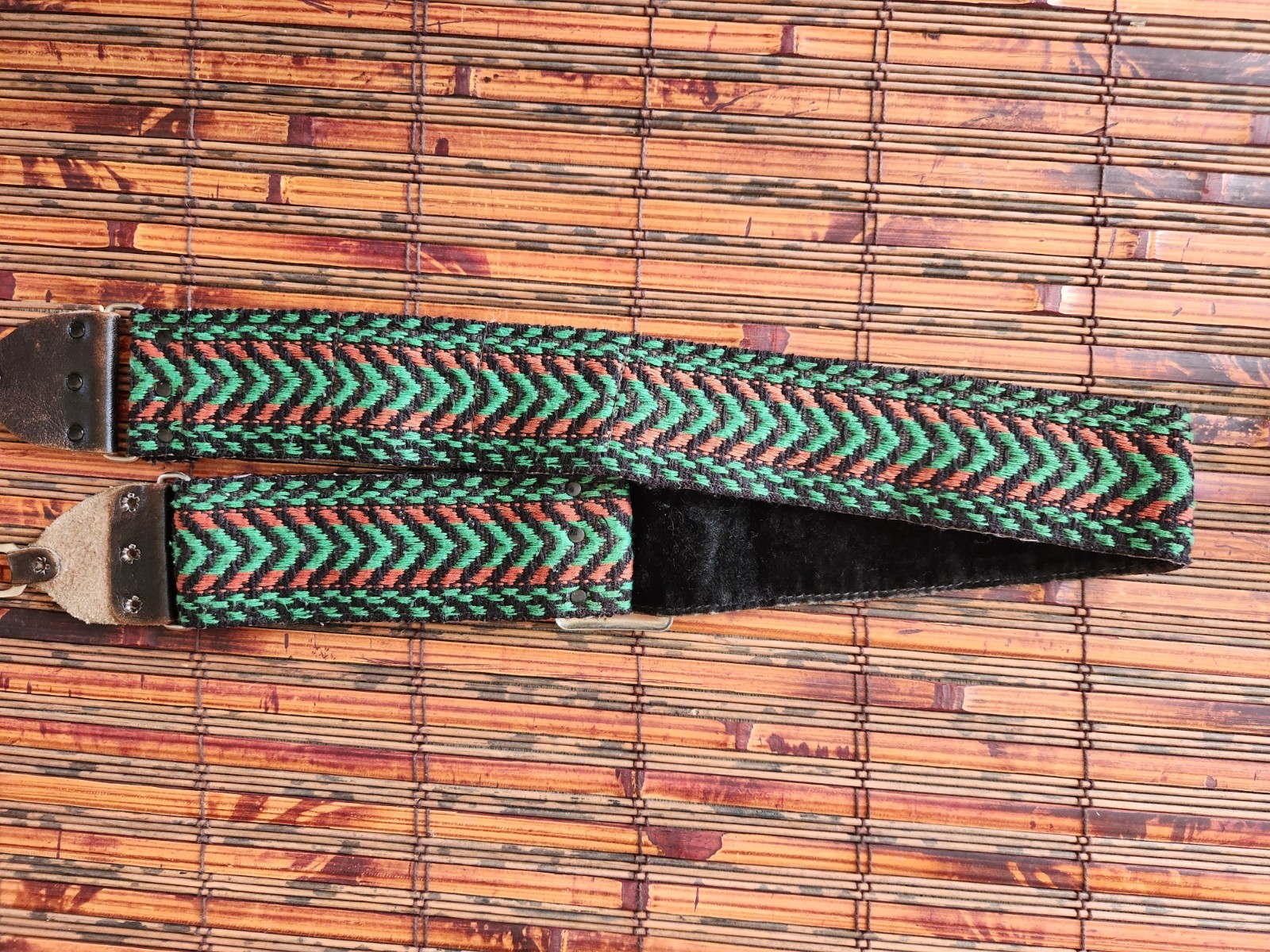 Hippie Camera Strap Adjustable Geometric Design Multicolor LEATHER ENDS 2" WIDE