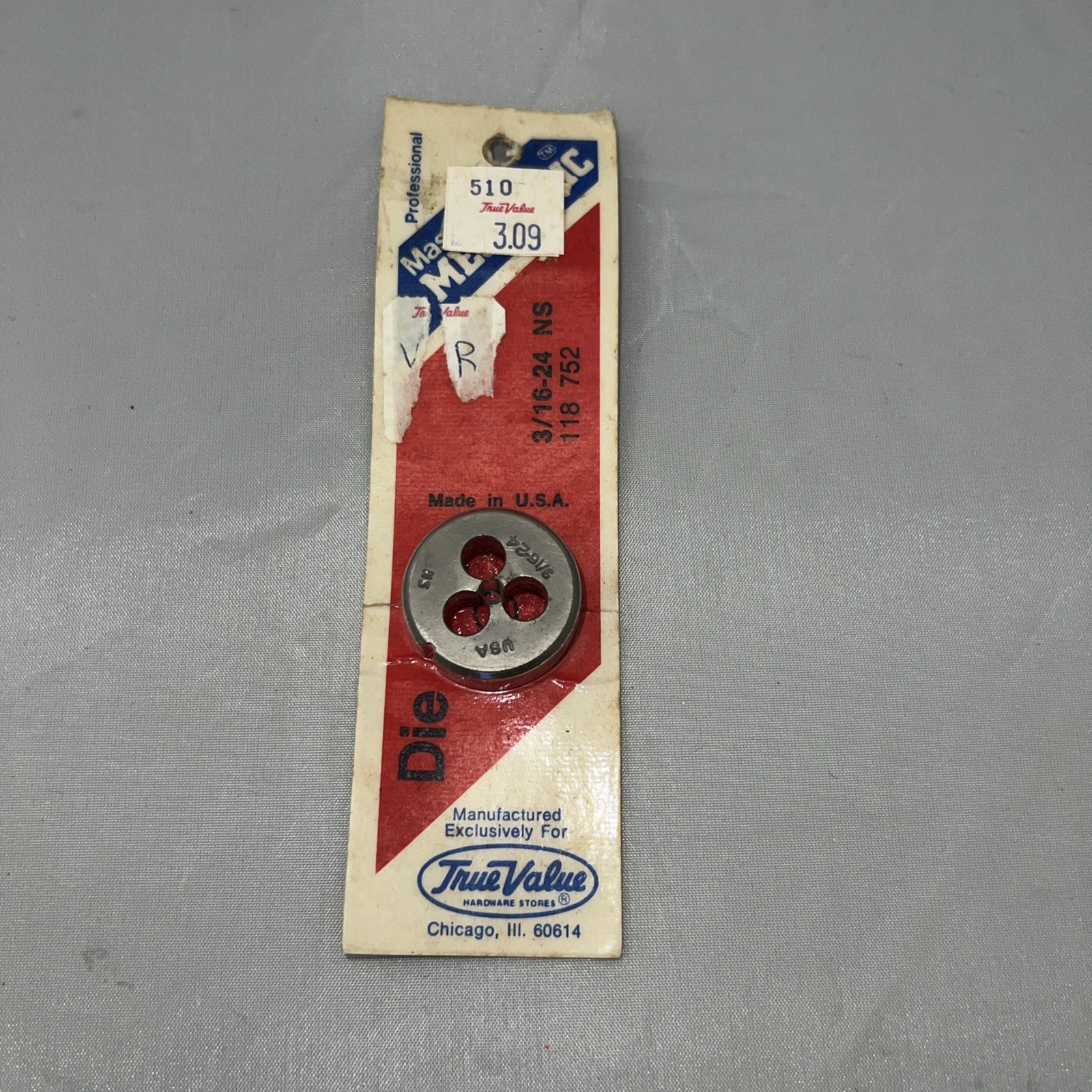 True Value 3/16-24 NS DIE "Made in USA" New Orignal Stock NIP