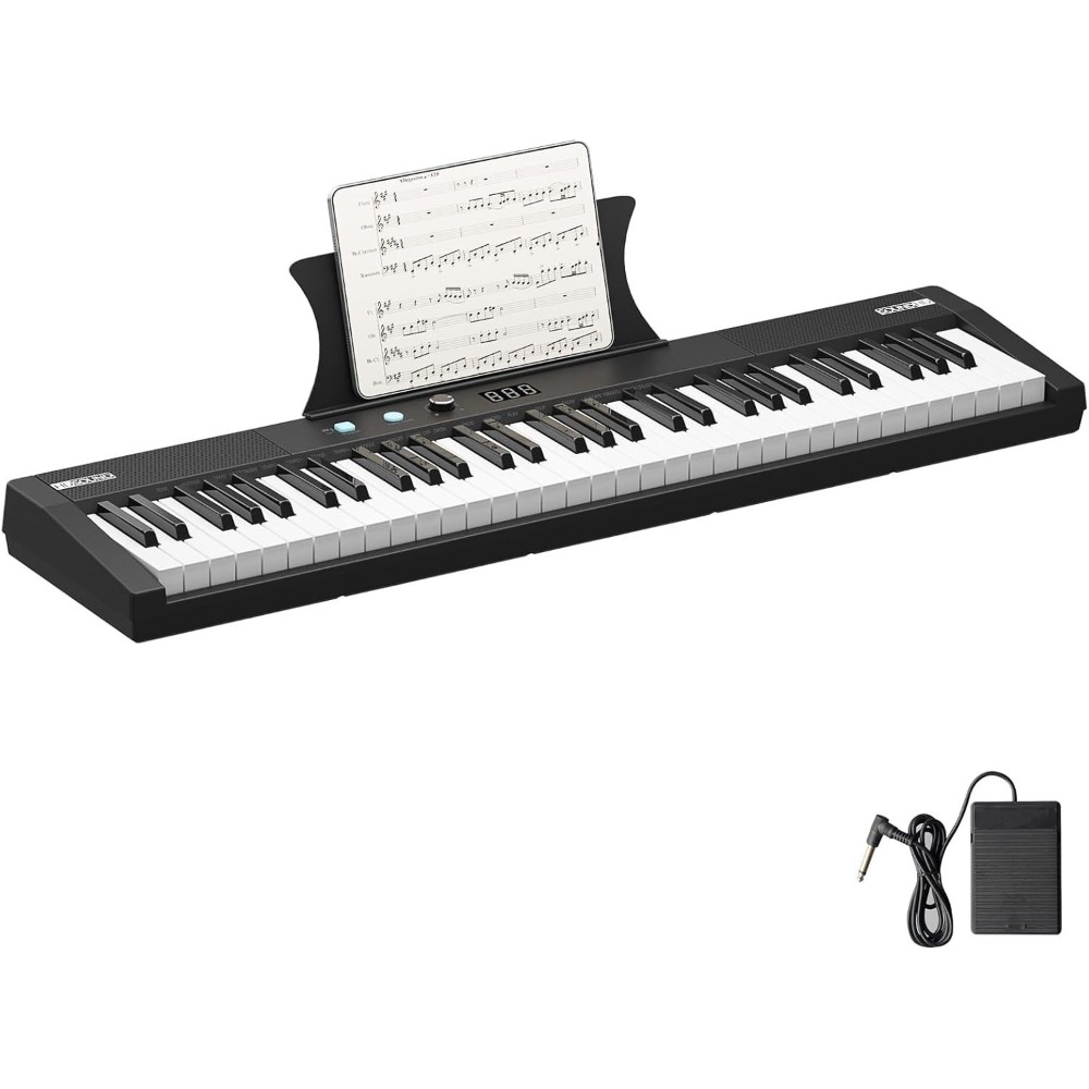 61-Key Portable Keyboard W/ Semi-Weighted Keys Built-in Speakers, Includes Power