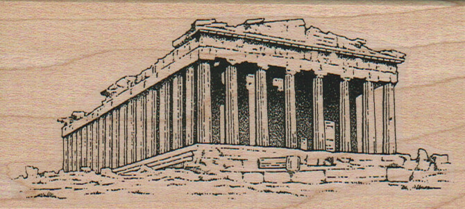Parthenon 2 1/4 x 4 1/2" Rubber Stamp, Structures Stamp, Places Stamp, Travel