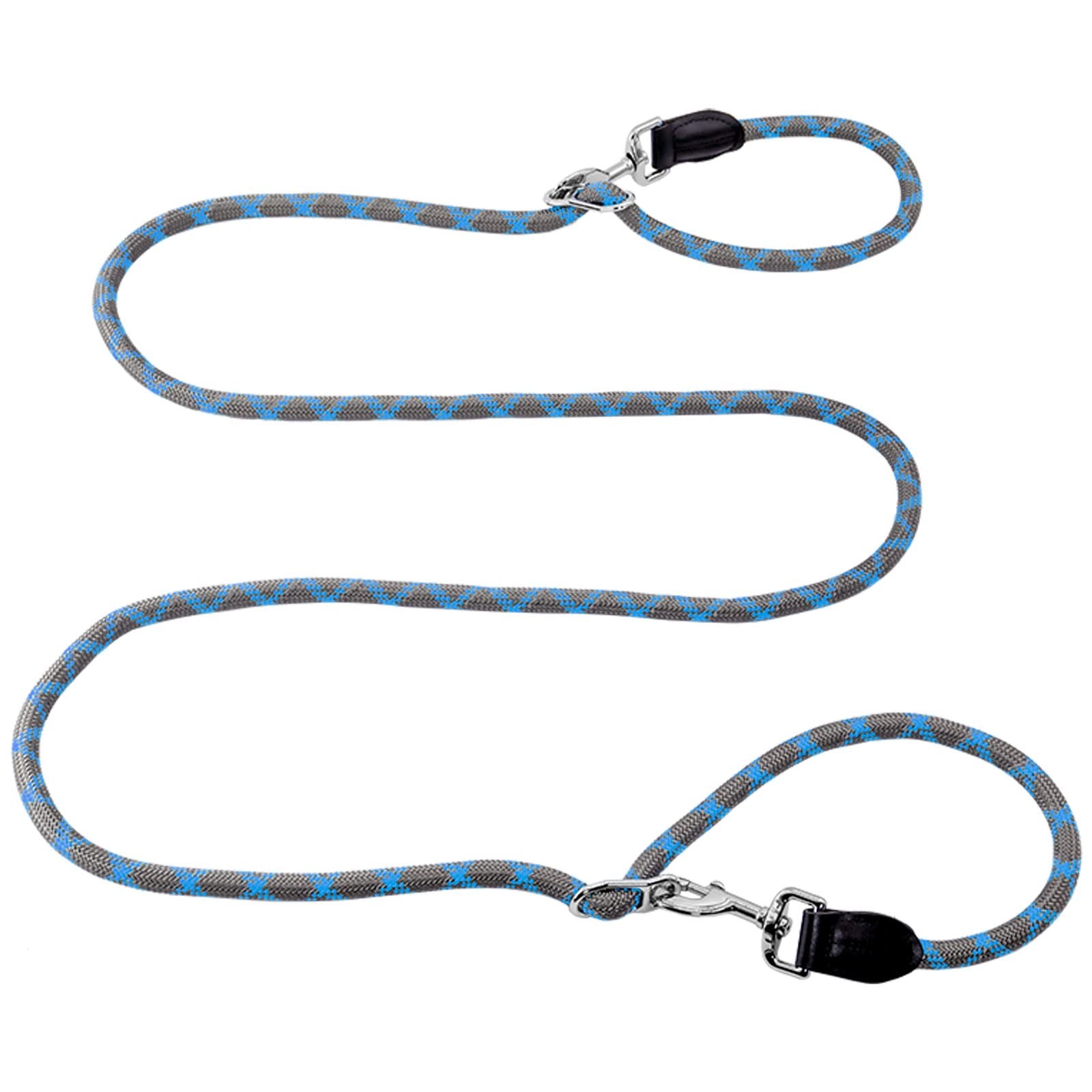 Hands Free 8.5ft Nylon Double Dog Leash with Reflective Stitching Adjustable ...