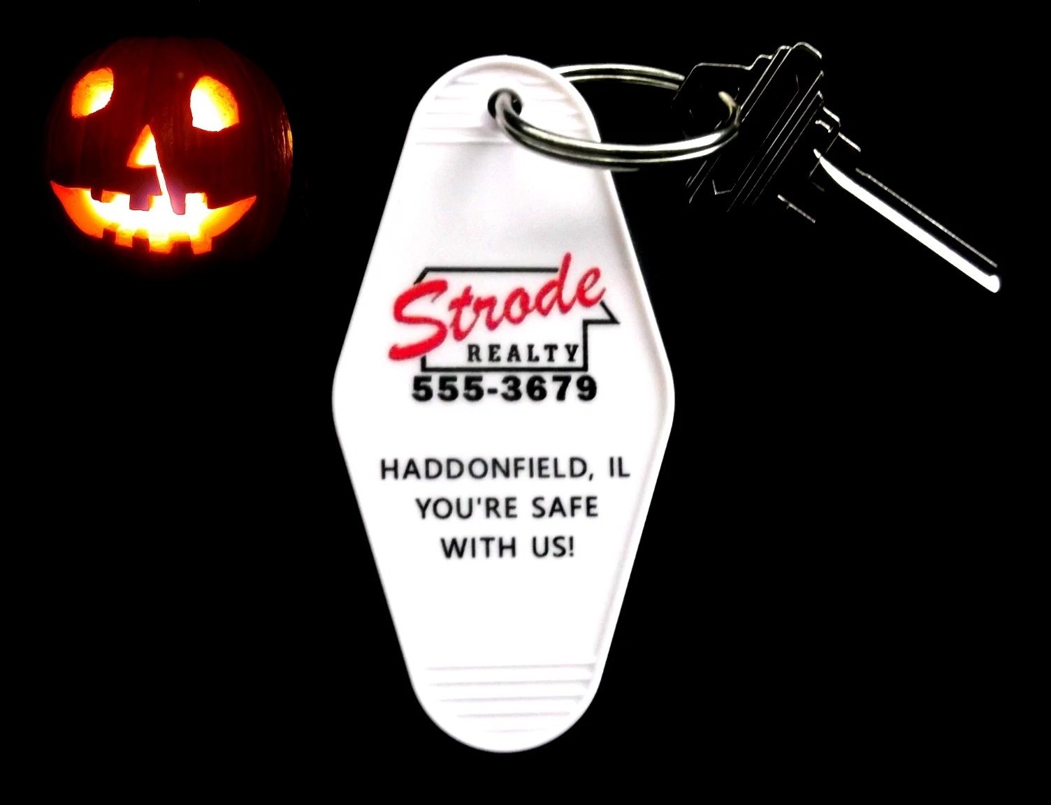 "STRODE REALTY" Halloween Michael Myers PROP KEY TAG horror movie prop, costume