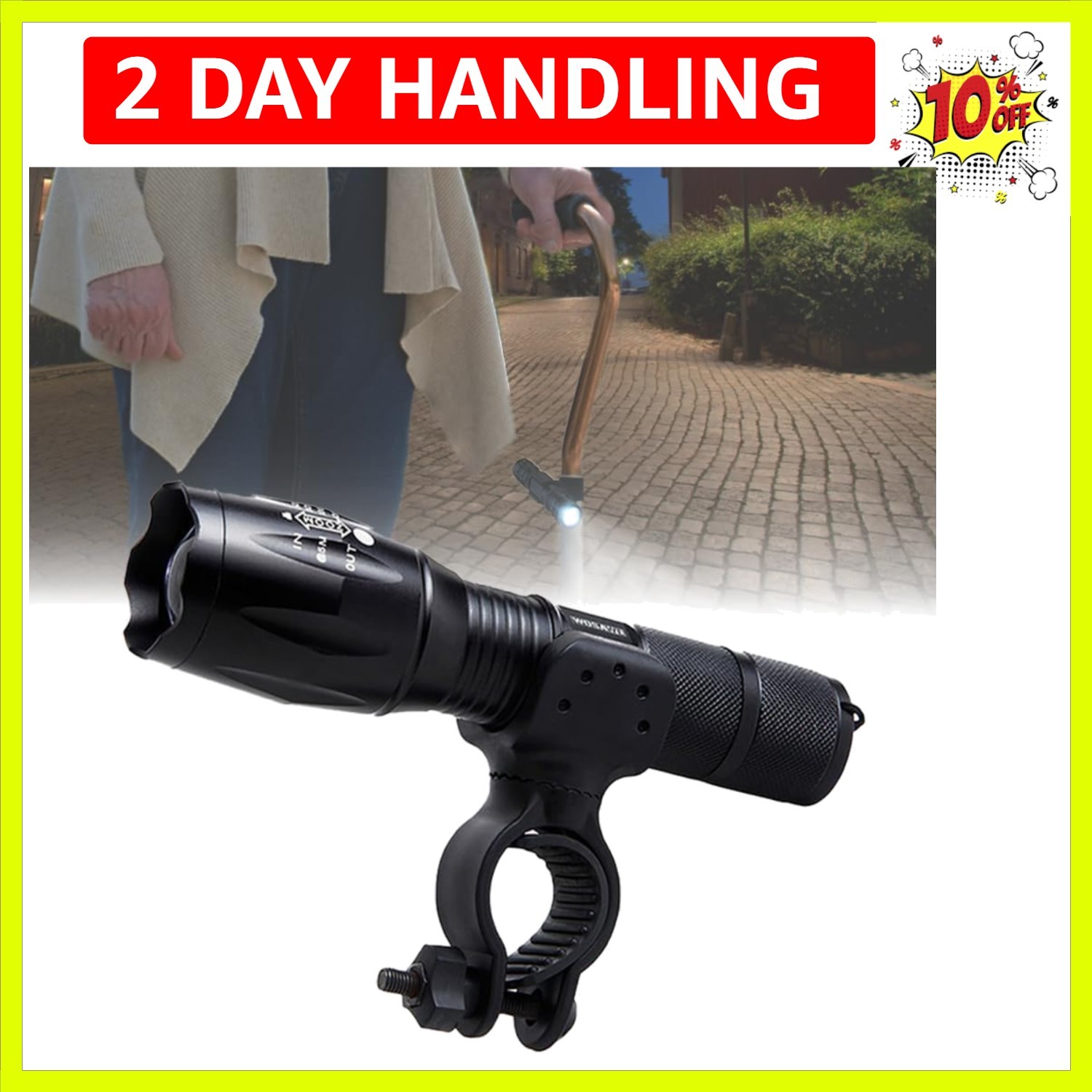 Cane Holder & LED Flashlight Sets for Drive Rollator, Walker, Wheelchair - Un...