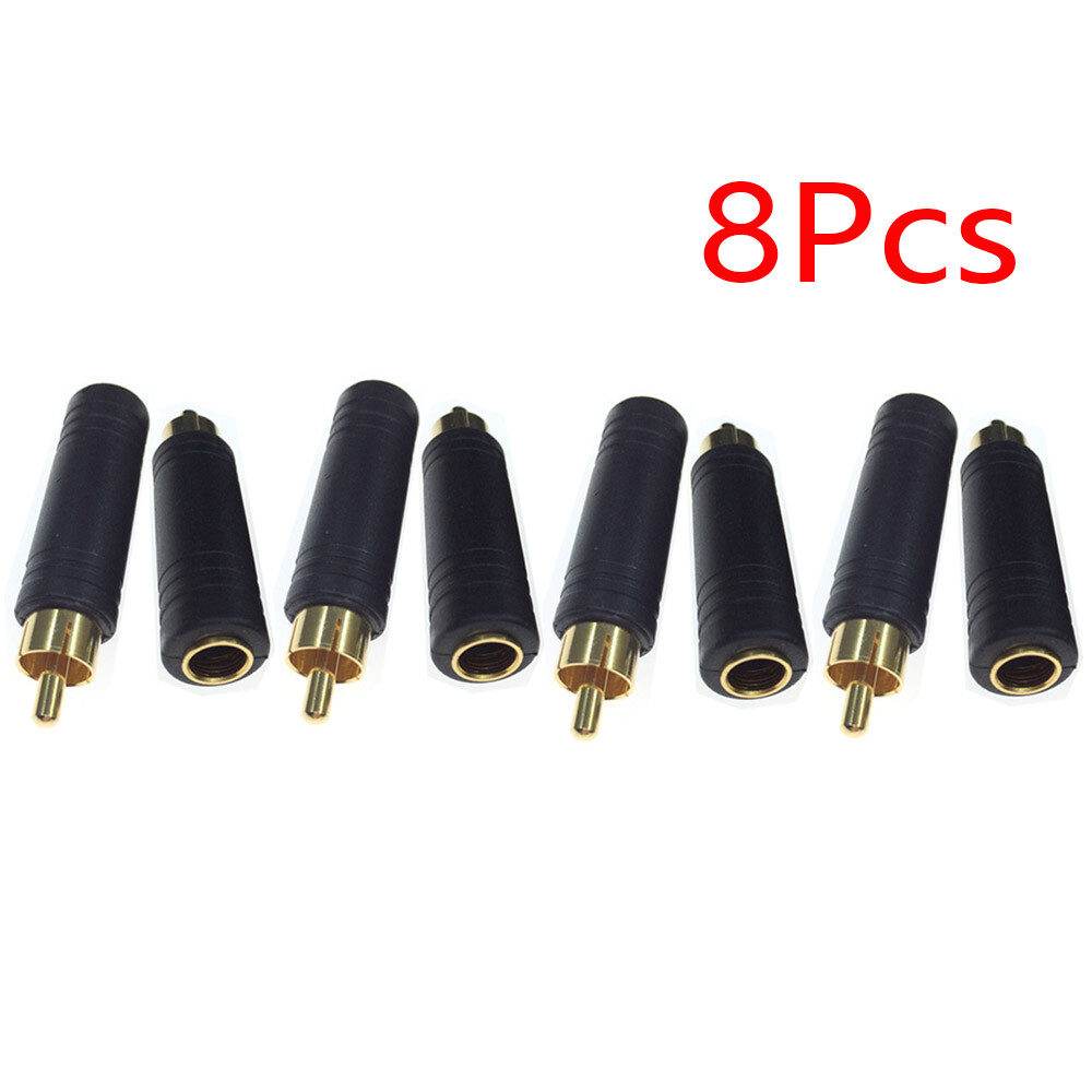 8pcs Gold 6.35mm 1/4" Jack to Male RCA Phono Connector Converter Audio Adapter