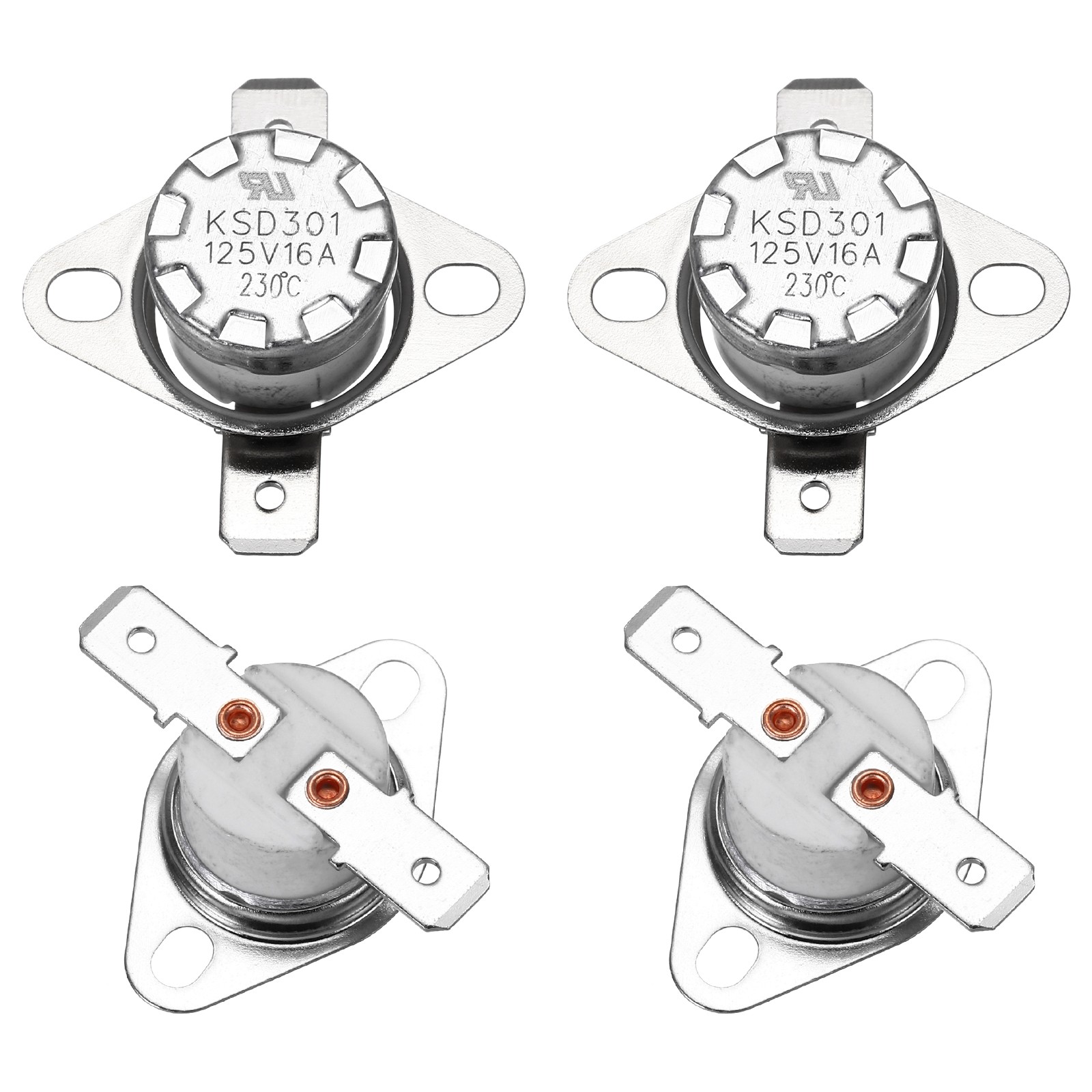 4Pcs KSD301 Thermostat 230°C/446°F N.C Snap Disc Temperature Switch Ceramic