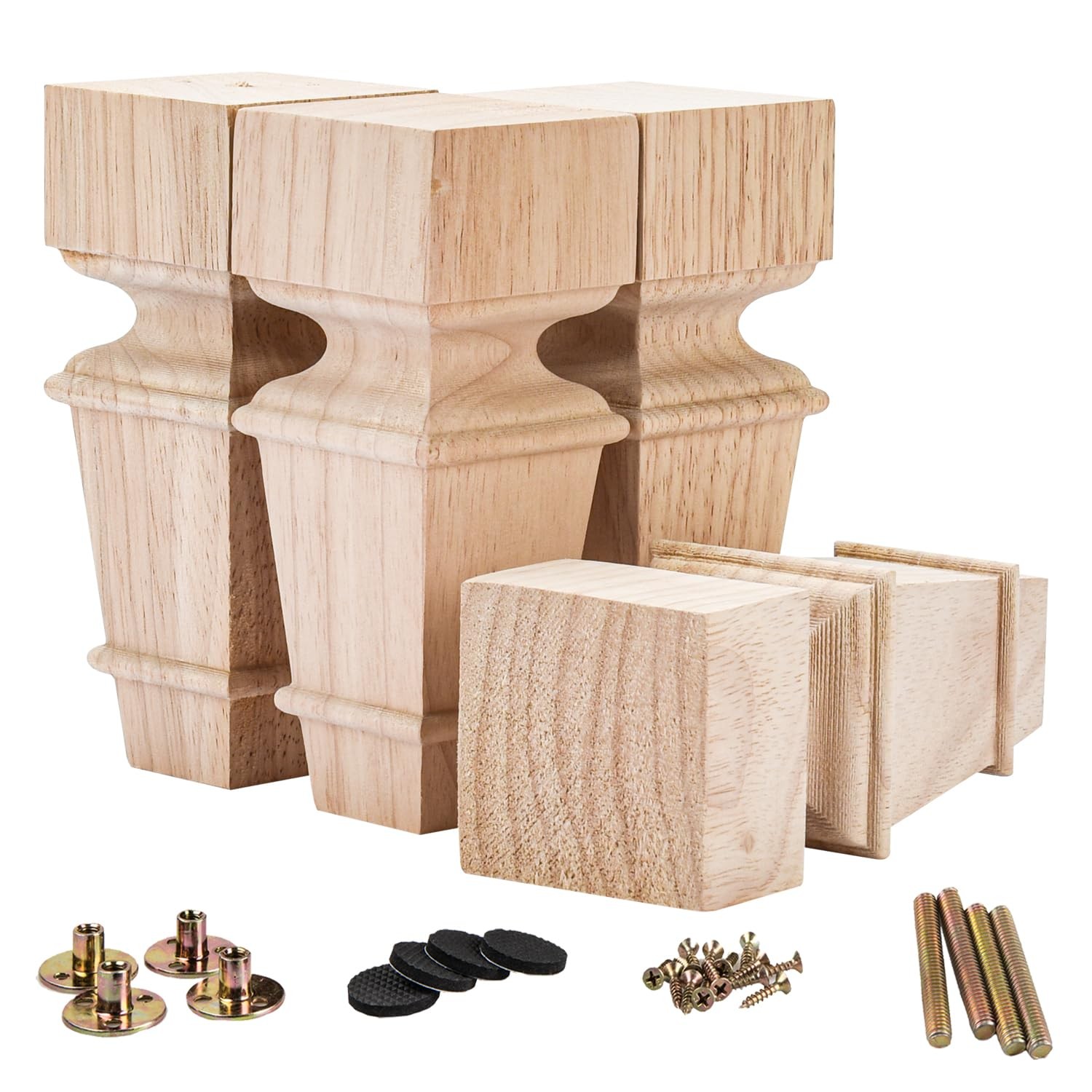 La Vane 6 inch / 15cm Wooden Furniture Legs, Set of 4 6" / 15cm, Type B