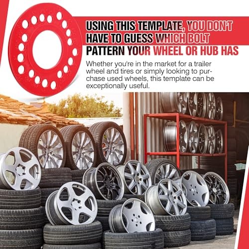 2 PCS Wheel Bolt Pattern Measuring Tool, 5 Lug Bolt Template, Trailer Axle Red