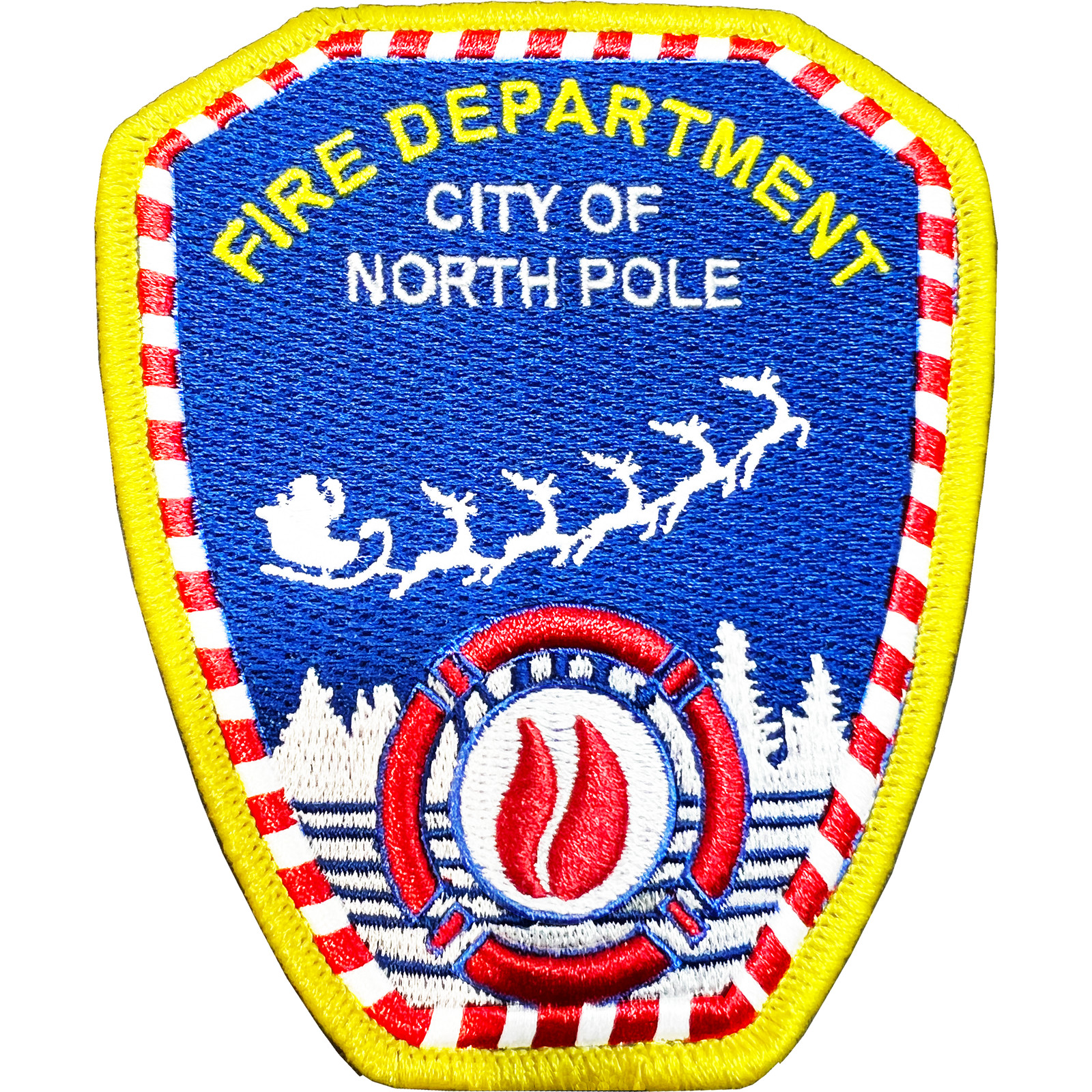 CL8-12 Santa Claus Fire Fighter City of North Pole Fire Department style iron-on