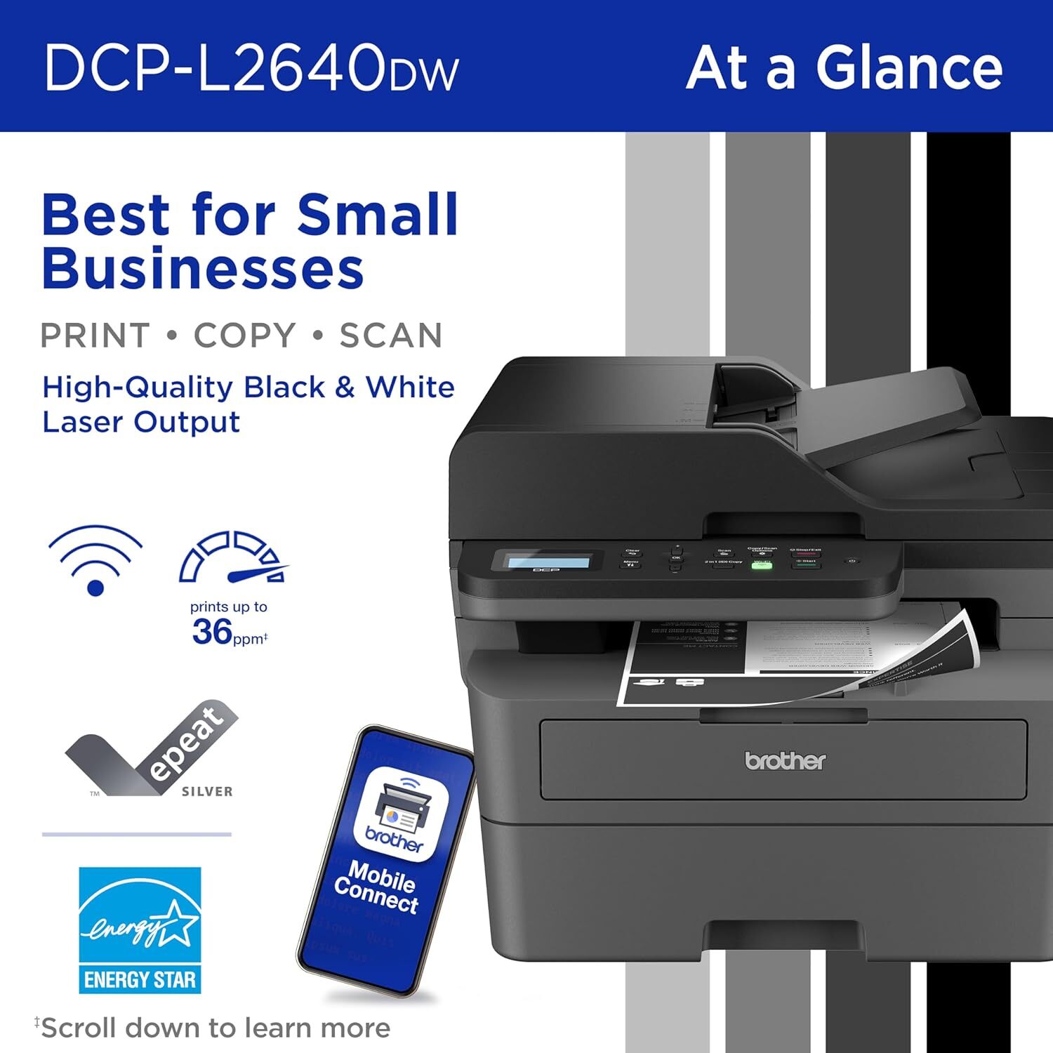 Brother DCP-L2640DW Multifunction Wireless Monochrome Laser Printer New