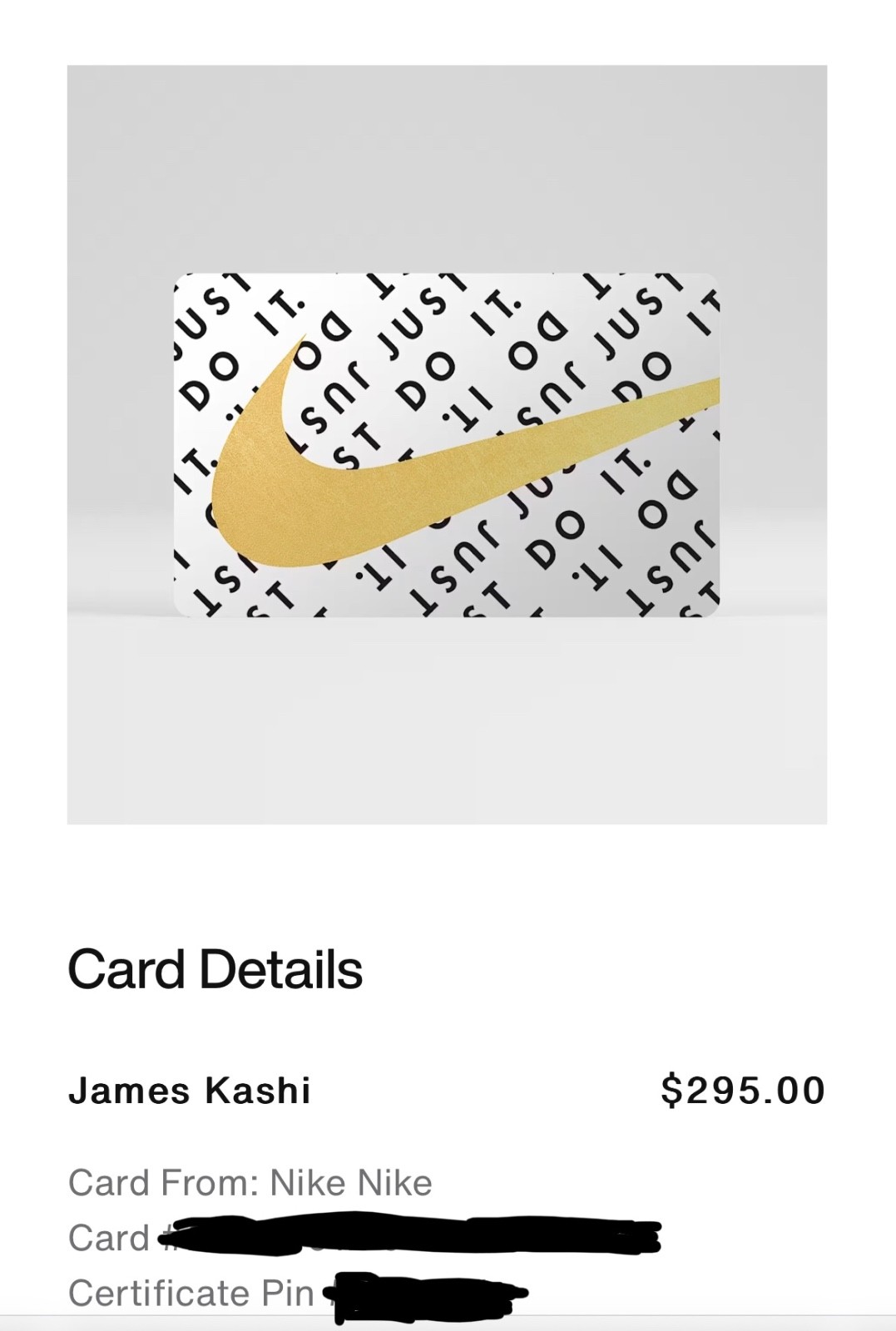 Nike eGift Card $208.72 Value   “No Expiration” Contact Before Purchasing