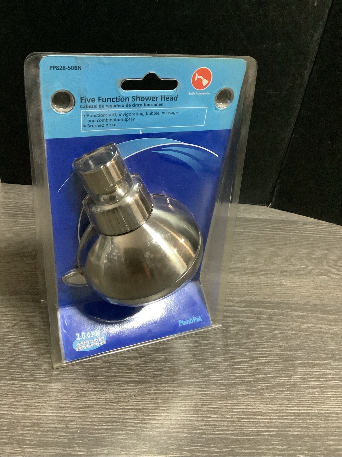 PLUMB PAK PP828-50BN Brushed Nickel 5-Function Shower Head NOS