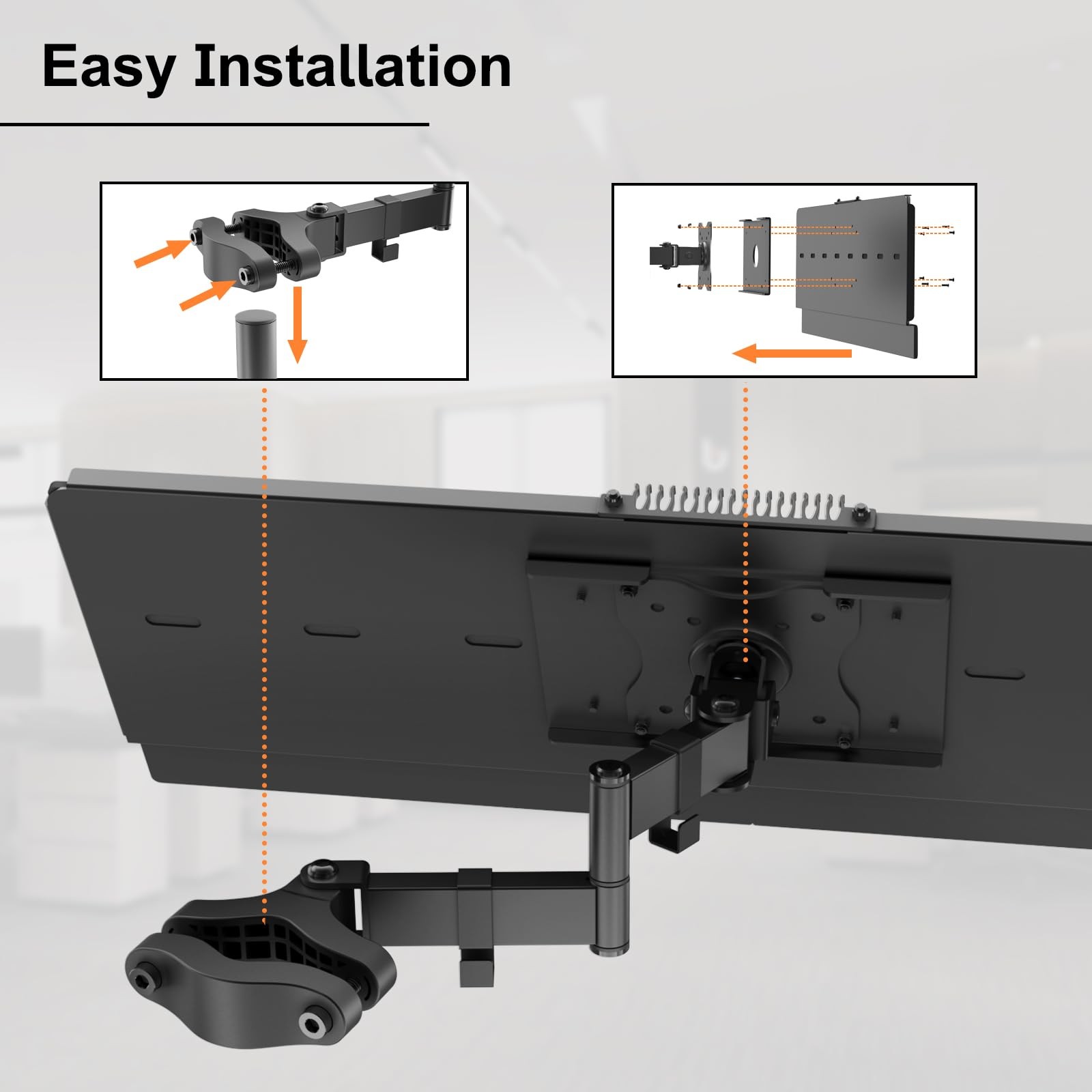 Keyboard Mouse Tray Pole Mount Adjustable Tilt Rotation Holder Bracket Black