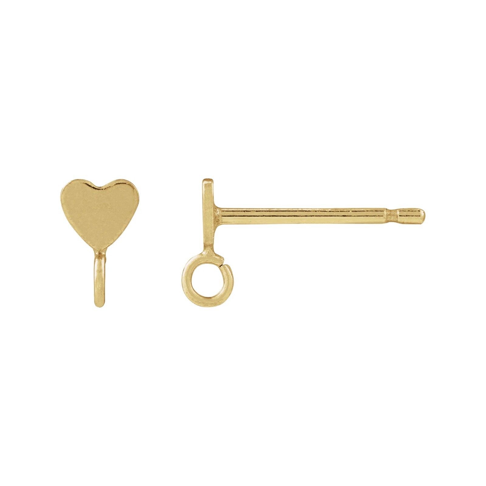 14K Yellow Gold-Filled Heart Earring Top