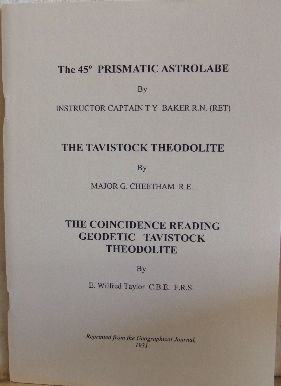 Tavistock Theodolite Articles    (77)