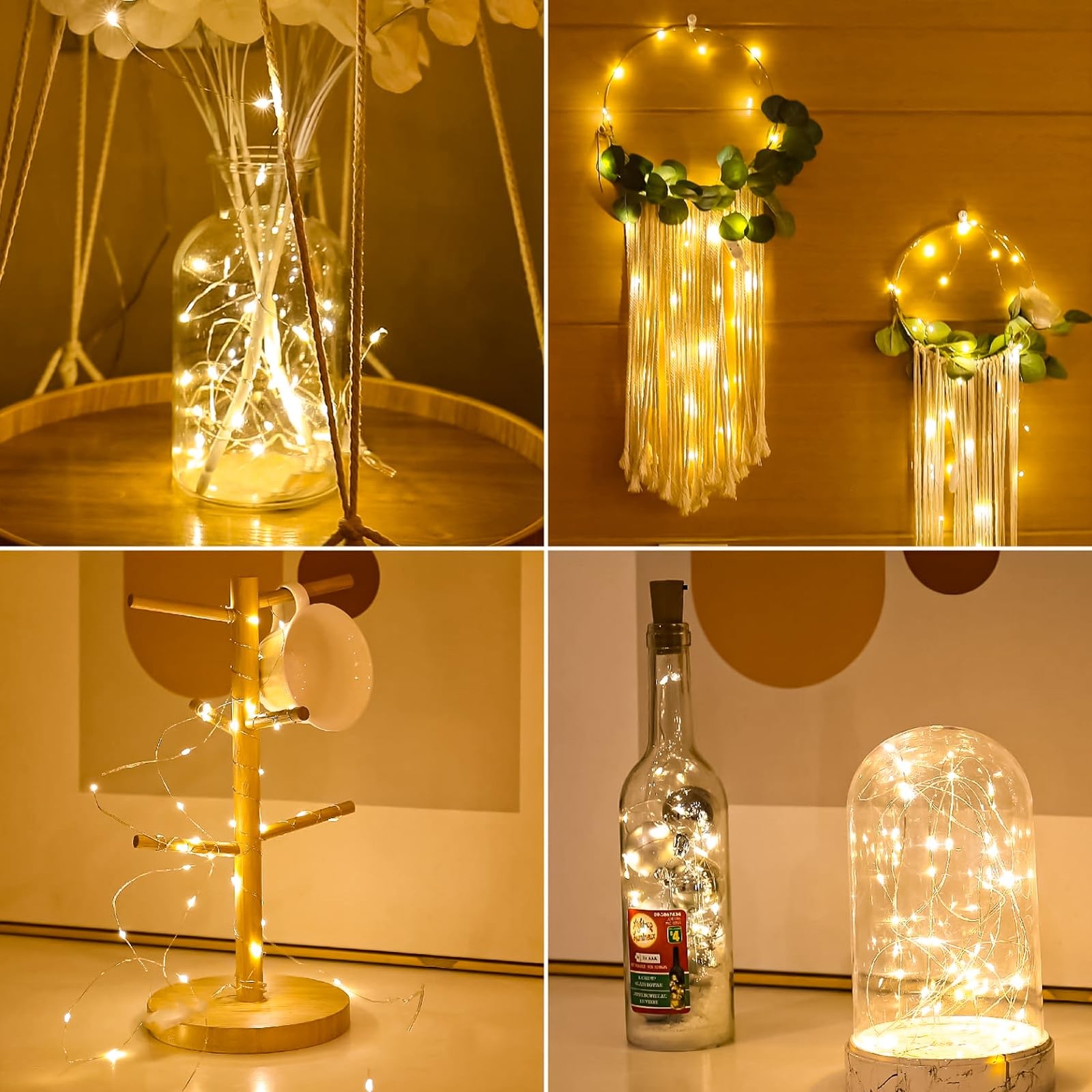 Battery Powered String Lights, 6 Pack 20 Led Mini For Centerpieces, Yellow