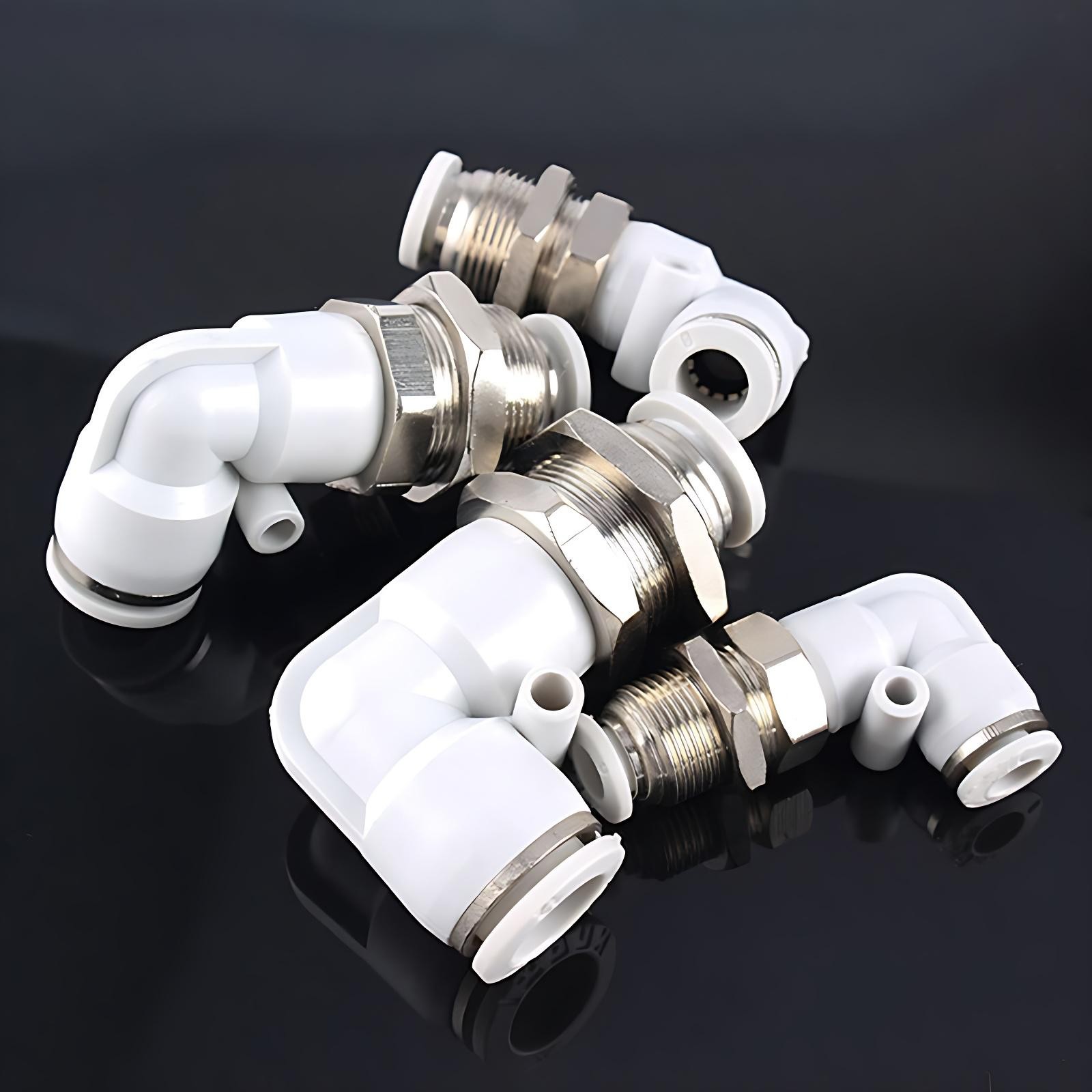 4/6/8/10/12mm Push In Fittings Equal Elbow Bulkhead 90° Tube Quick Couplings Air