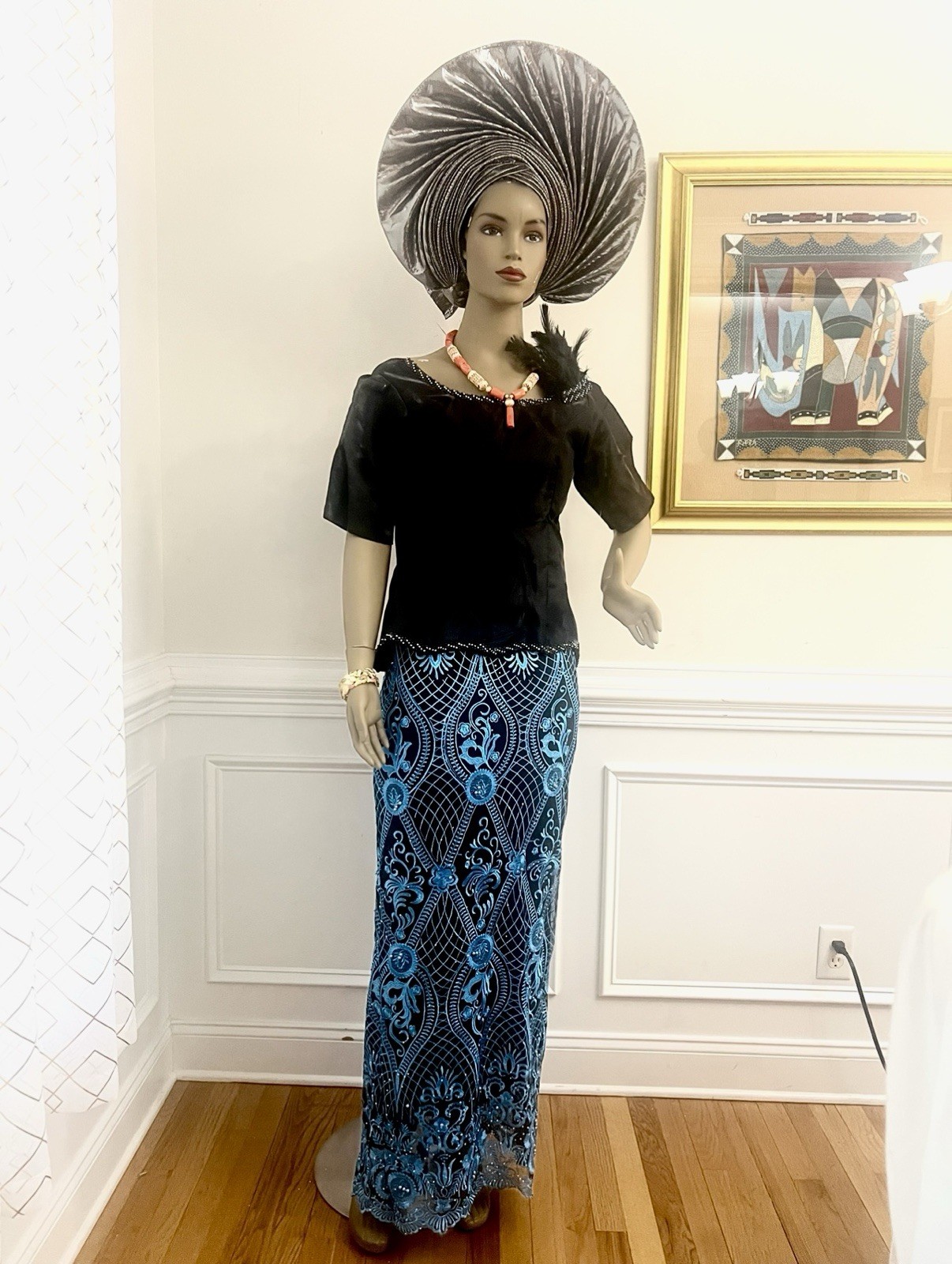 Blue Lace African Skirt And Blouse African Outfits, Nigerian Lace Dress