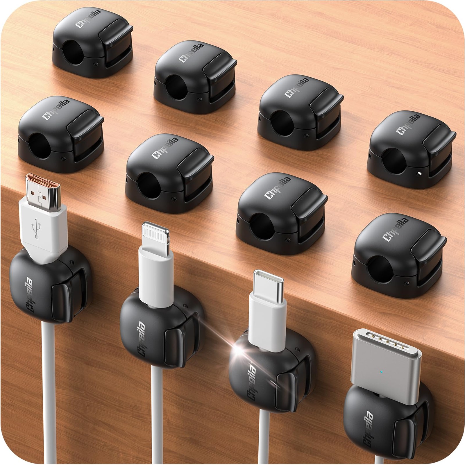 12Pack Cord Organizer - [Dual Spring & Clasp Lock] Cable Management Clips, Ad...