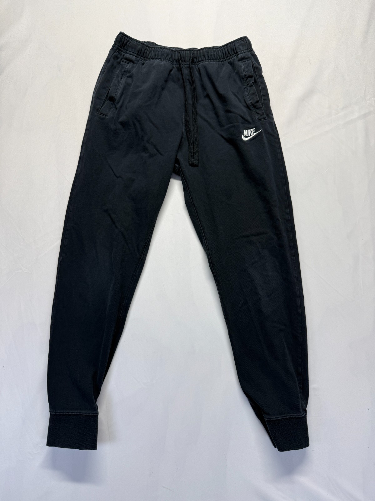 Nike Sportswear Club Jogger Pants Mens Small Black Cotton Tapered Leg Athleisure