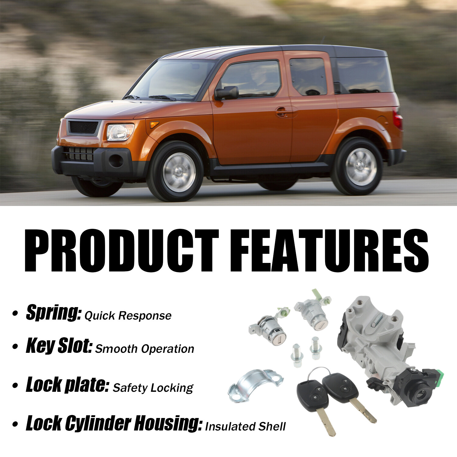 New Engine Ignition Switch & Door Lock Cylinder with Two Keys for Honda Element