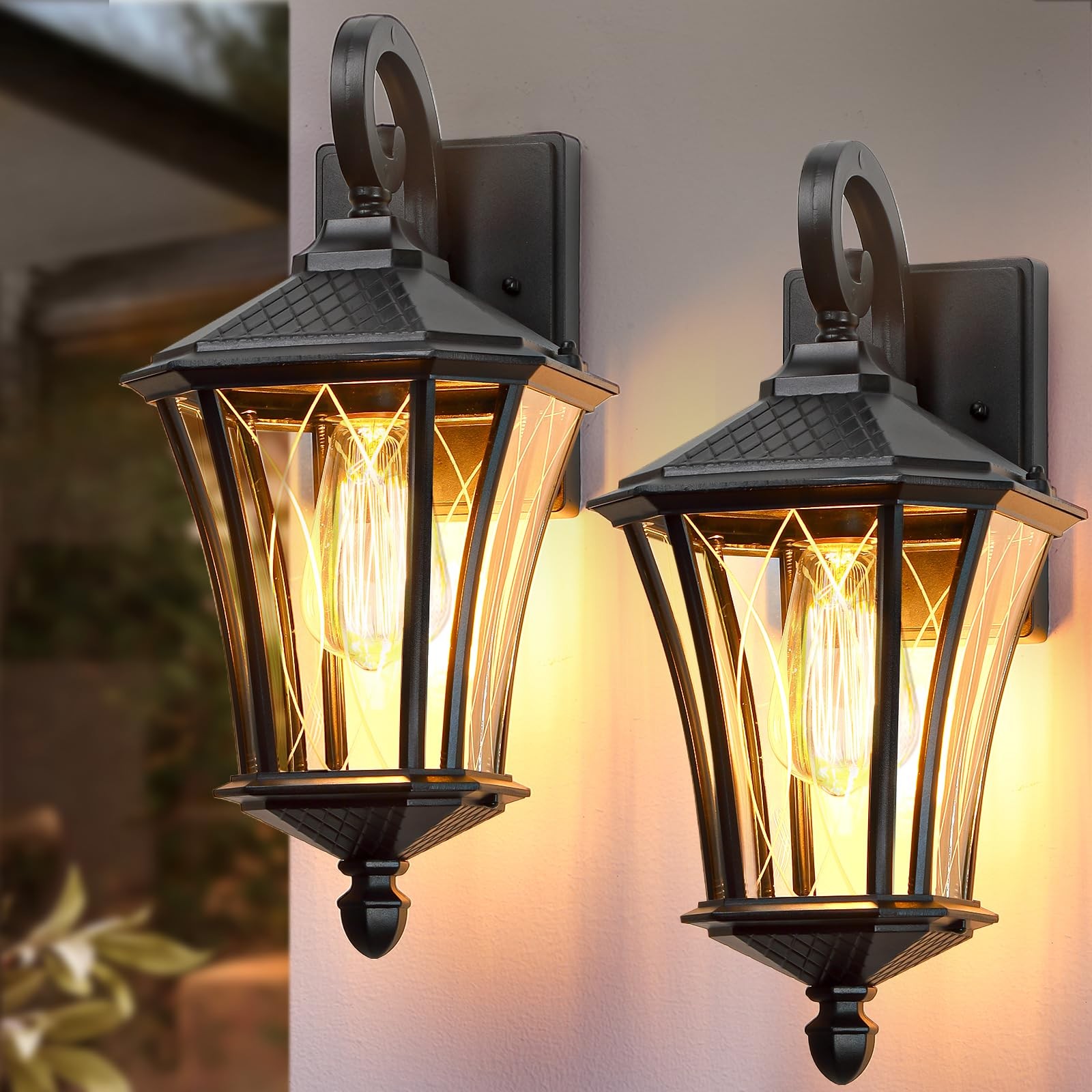 Wall Lights 16 Inch 2 Pack Outdoor Lighting Fixture Black Waterproof Packs House
