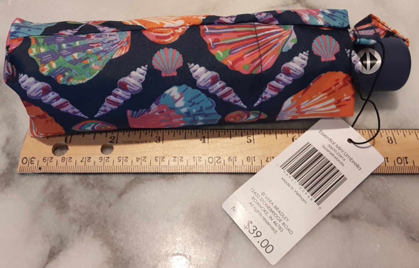 NWT Vera Bradley Essential Mini Umbrella Seashell-ebrate MSRP $39.00