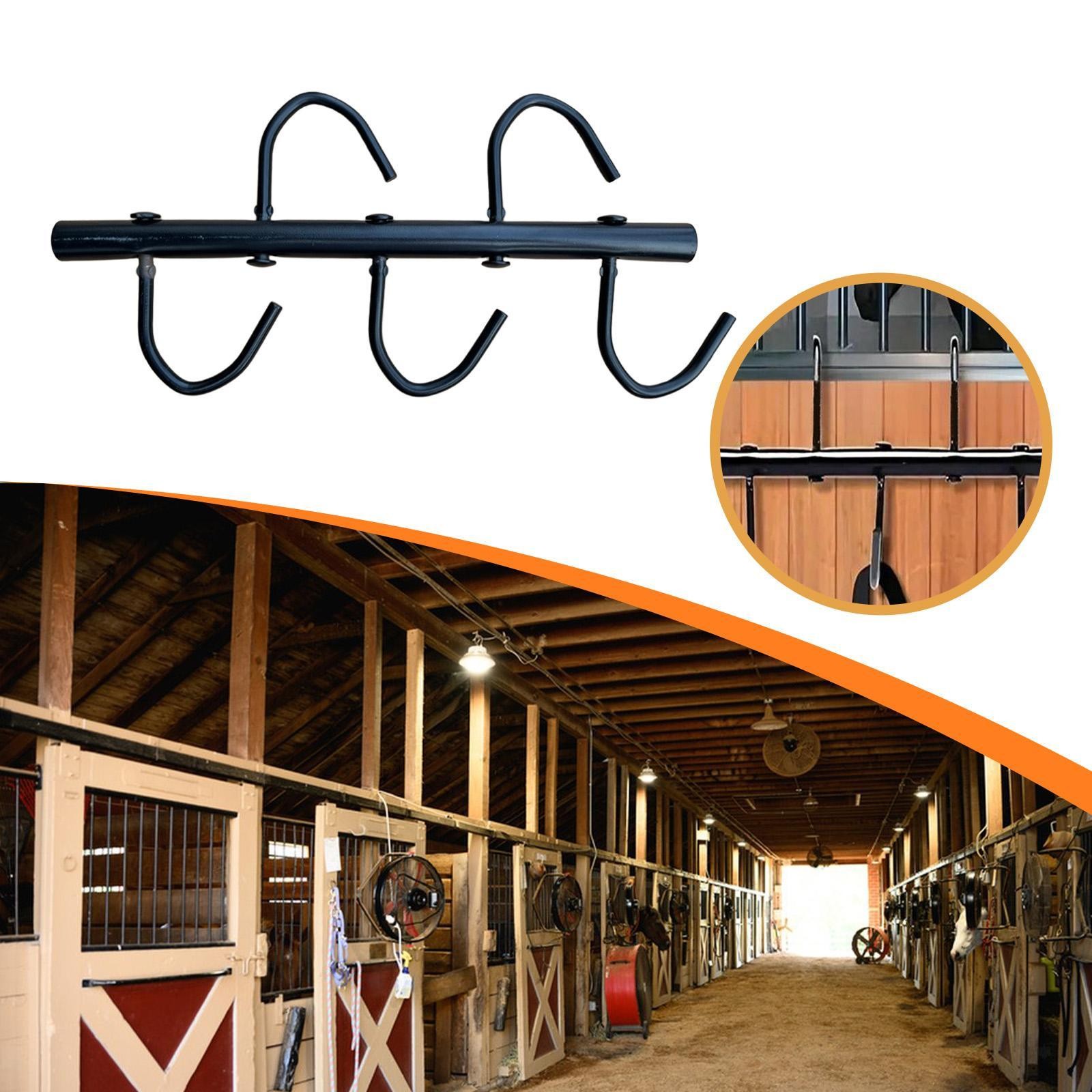Tack Rack Iron Multifunctional with Swivel Hooks for Utility Room Room Fence
