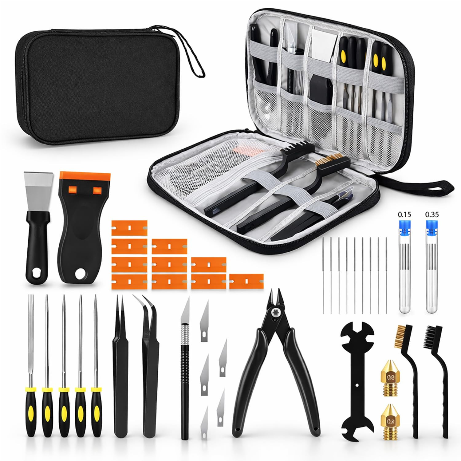 41Pcs Premium 3D Printer Tool Kit – Professional Cleaning, Finishing & Deburring