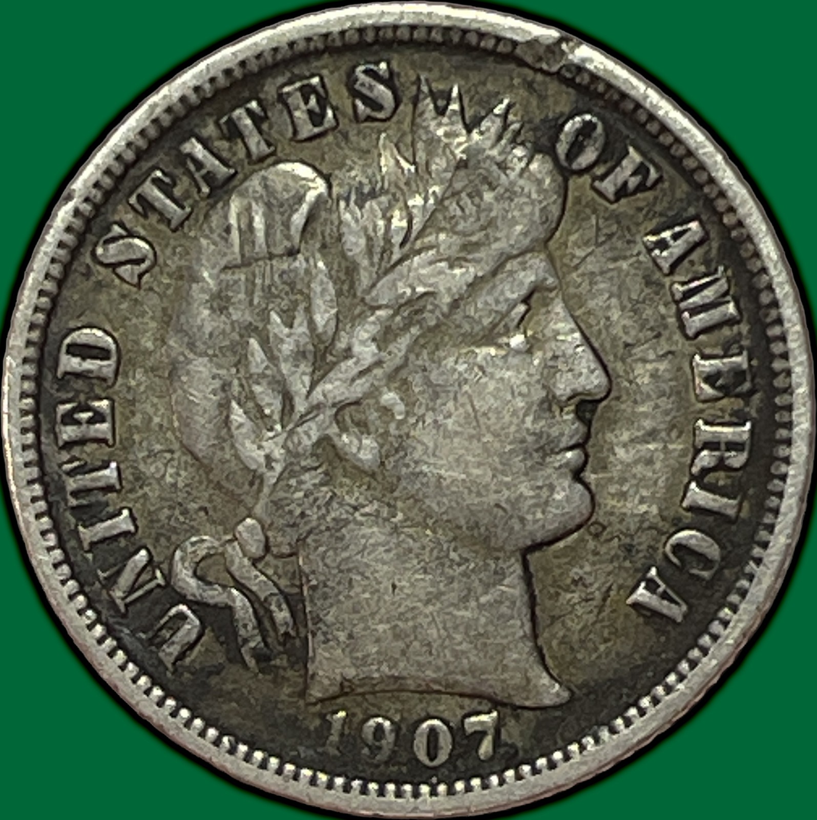 1907-S Barber Dime Silver Choice Extremely Fine XF+ Coin #33525