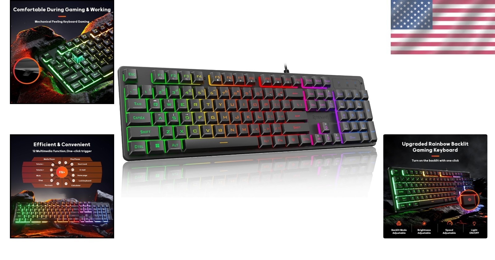 Wired Mechanical Keyboard K521 with Vibrant Rainbow Backlighting