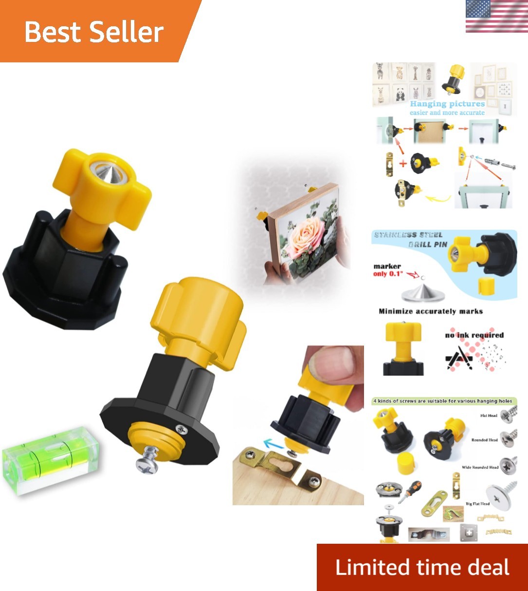 Versatile Picture Hanging Kit with Level & Reusable Marking Tools for Easy Decor